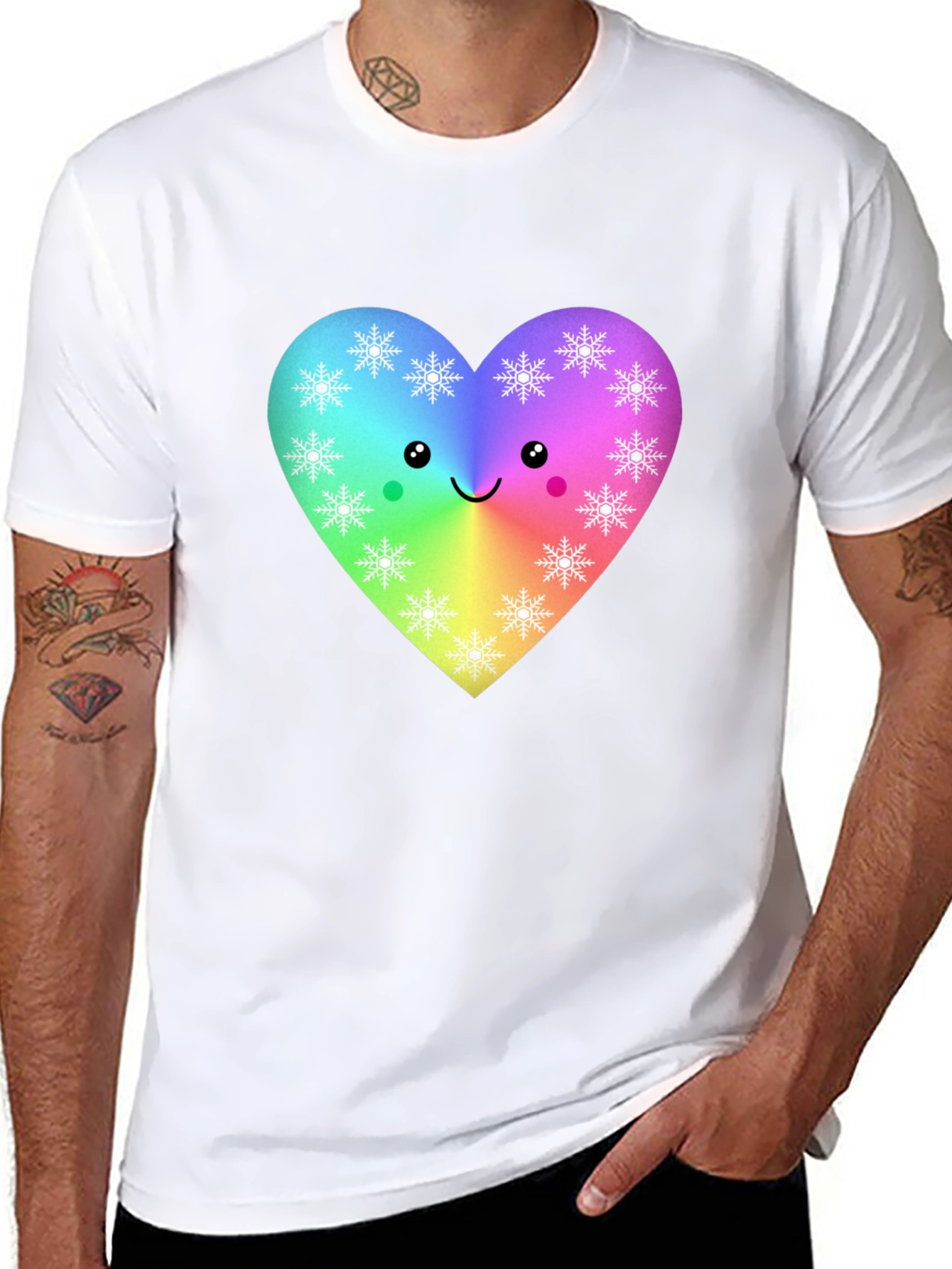 Black Rainbow Heart Snowflake T-Shirt view 8