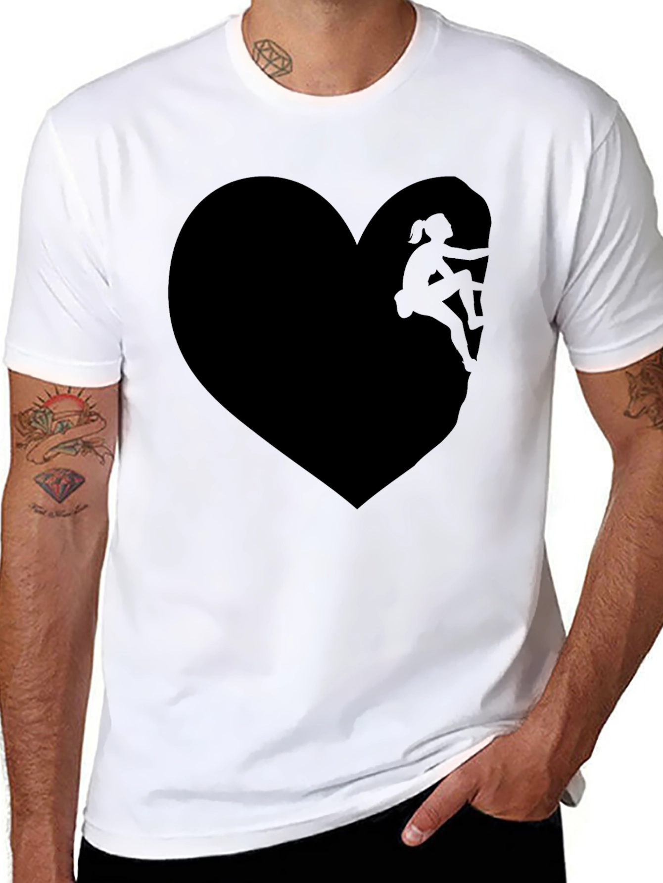 Black Climbing Heart T-Shirt - Passionate Ascent view 8