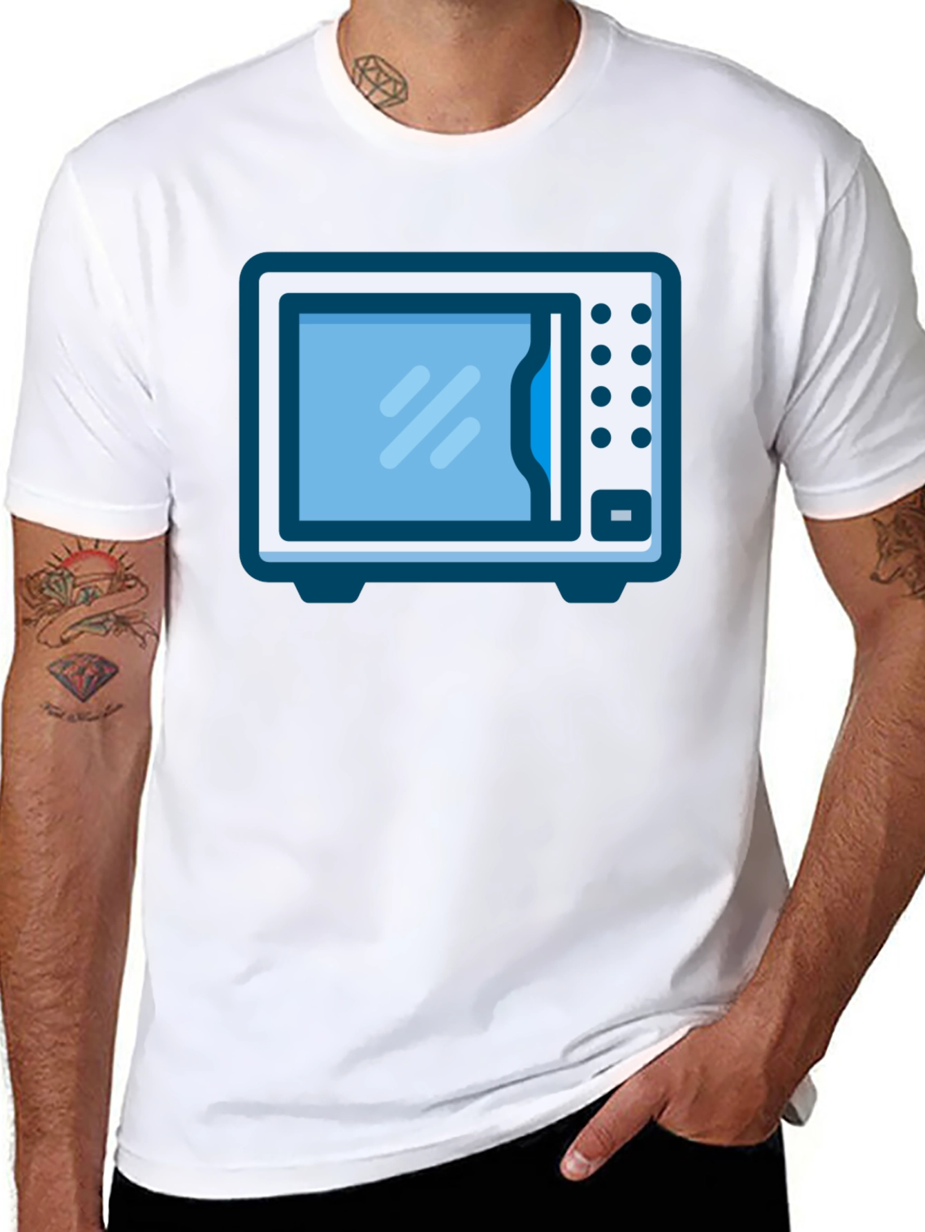 Black Microwave T-Shirt - Quirky Graphic Tee view 8
