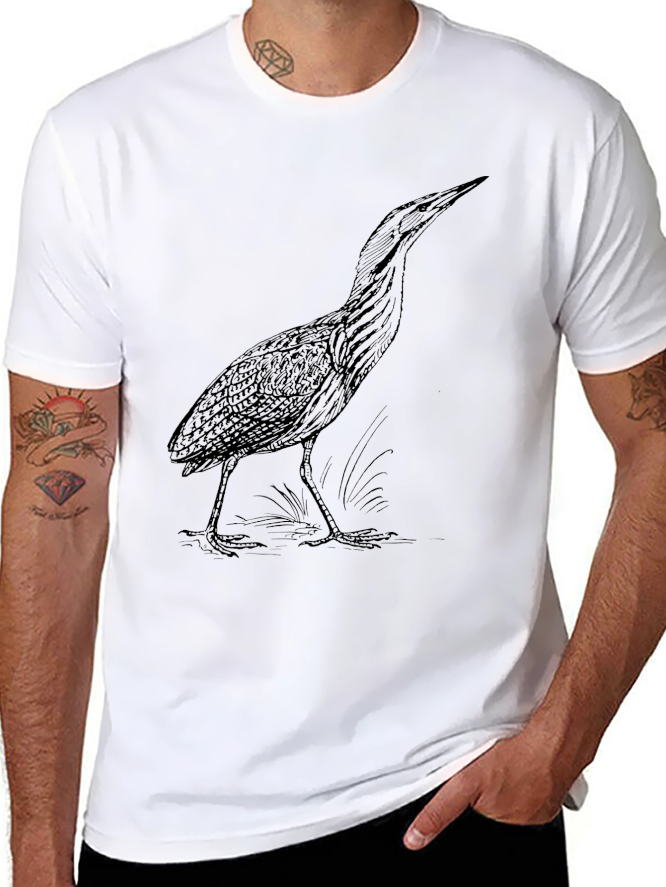 Black Black Heron Graphic Tee - Nature Lover's Shirt view 8