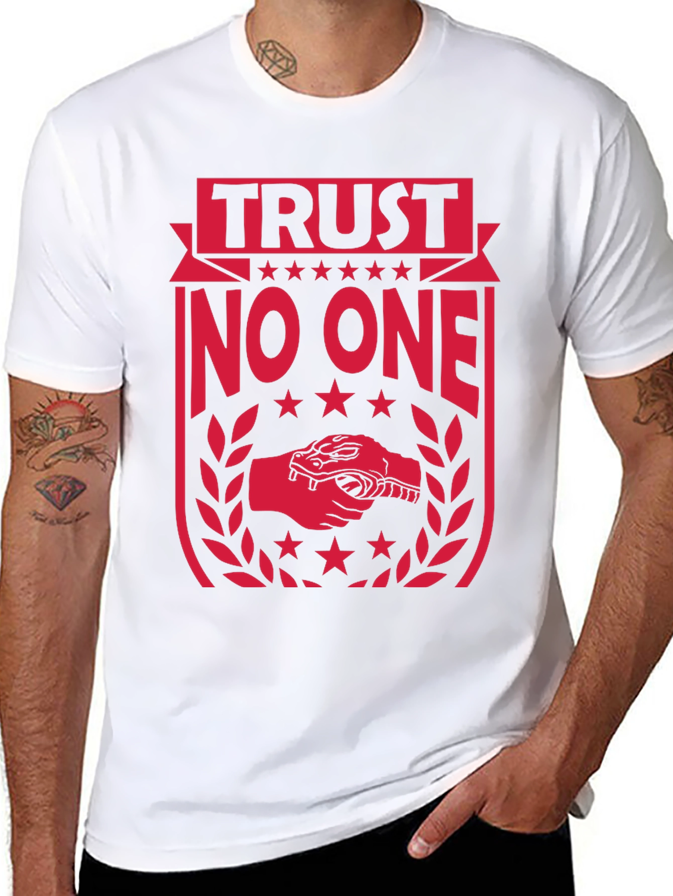 Black Trust No One Graphic Tee - Black Cotton view 8