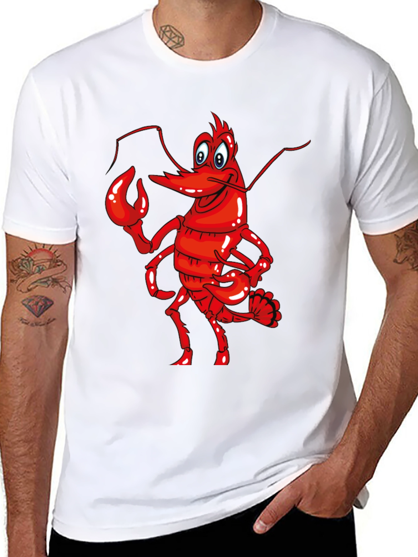 Black Funny Lobster Graphic Tee - Soft Cotton Blend Shirt view 8