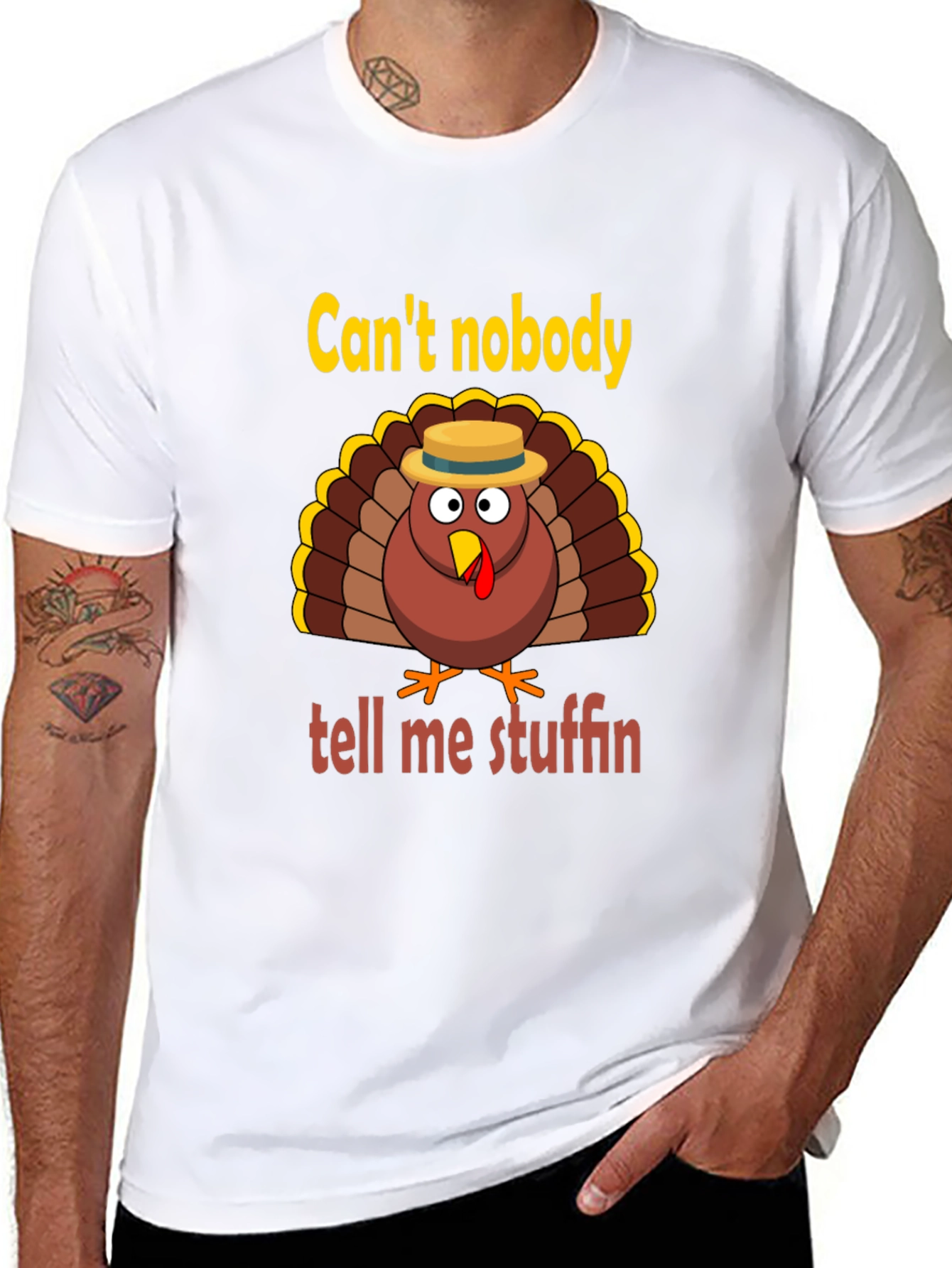 Funny Thanksgiving Turkey T-Shirt - Can't Nobody Tell Me Stuffin' - 8