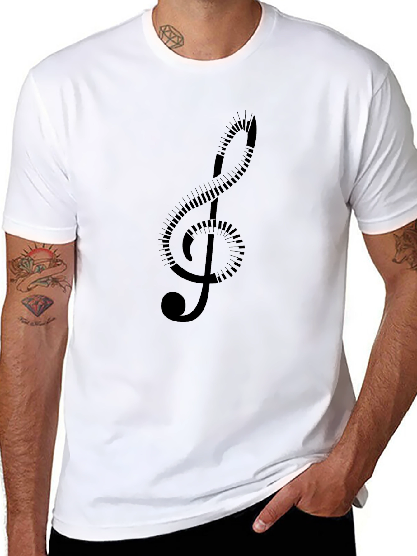 Black Musical Clef Graphic T-Shirt - Stylish Black Tee view 8