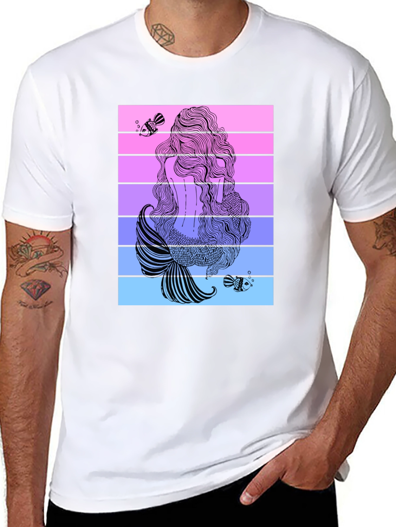Black Mermaid Tail Graphic T-Shirt - Stylish Black Tee view 8