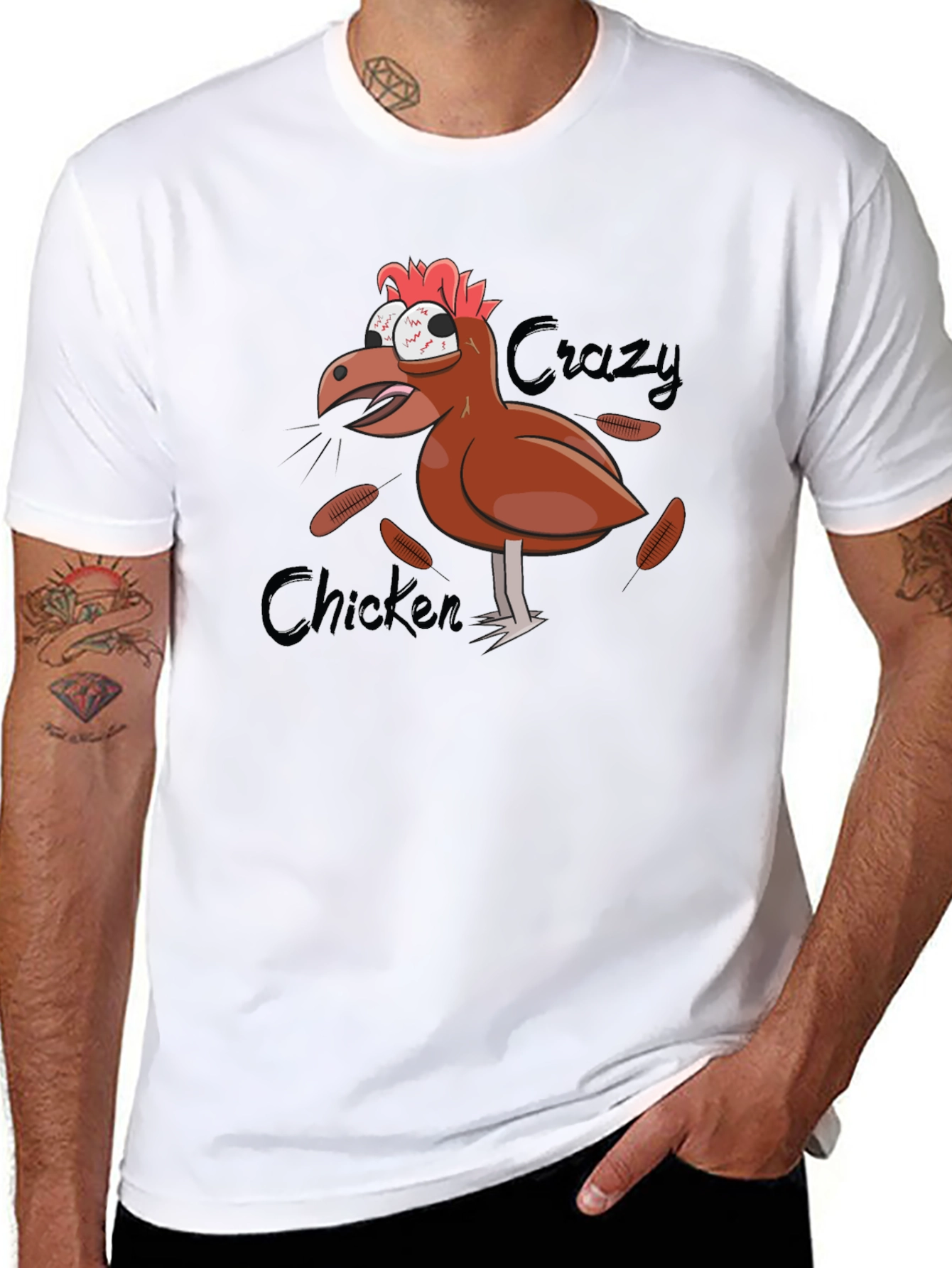 Black Crazy Chicken Graphic T-Shirt - Black view 8