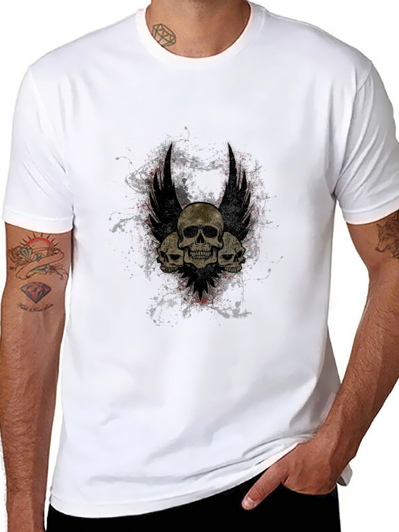 Black Skull Winged T-Shirt - Gothic Style view 8