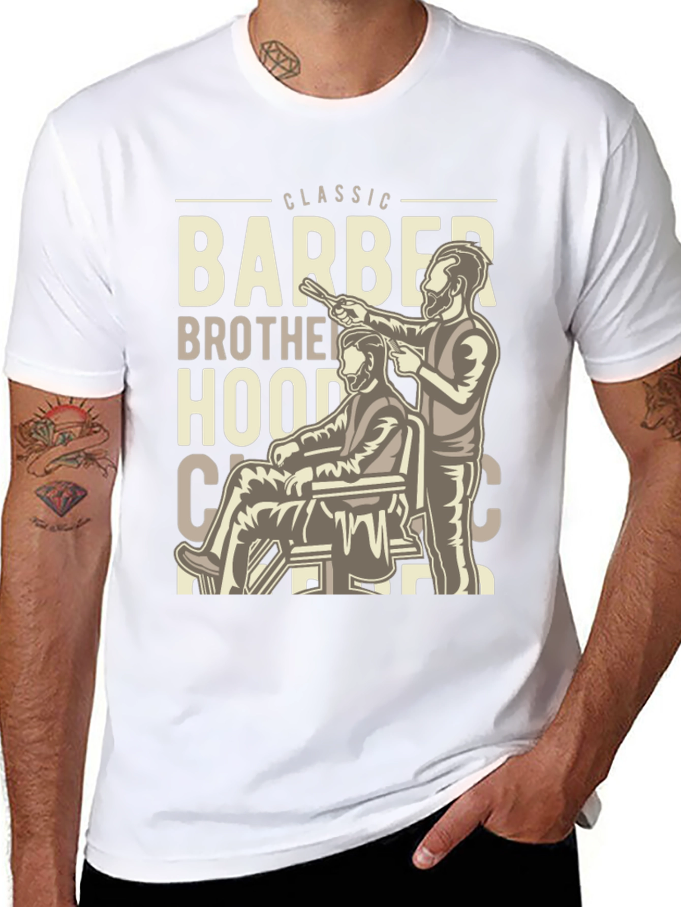 Black Classic Barber Brotherhood Tee view 8