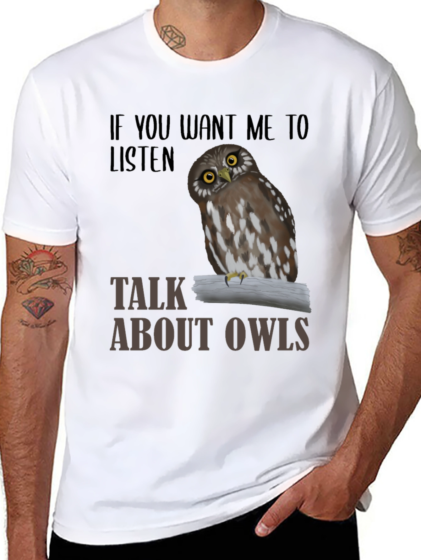 Black Talk About Owls T-Shirt, Funny Owl Lover Tee view 8
