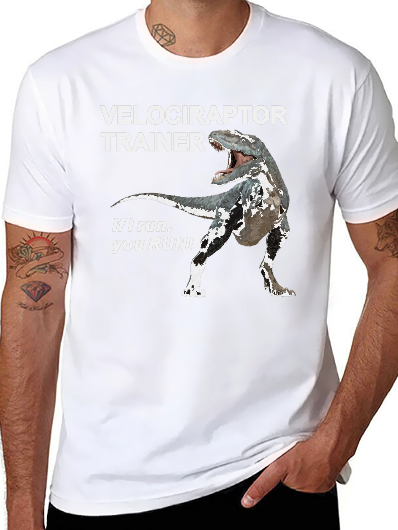 Black Velociraptor Trainer Graphic Tee view 8