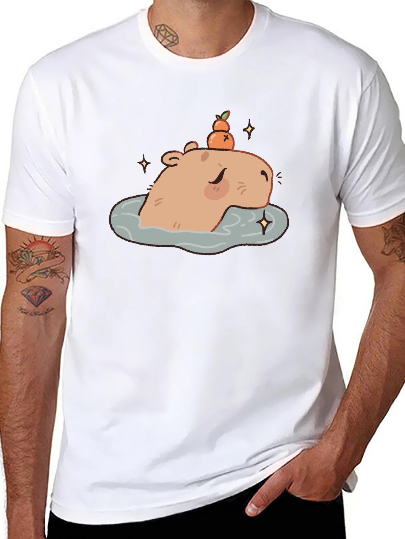 Black Capybara Relaxing T-Shirt - Cute Cartoon Tee view 8