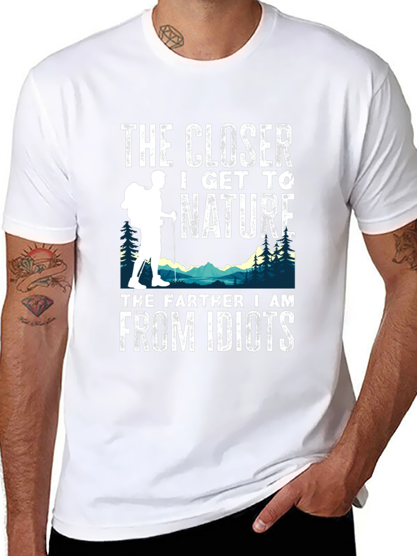 Black Nature Lover T-Shirt: The Closer I Get view 8