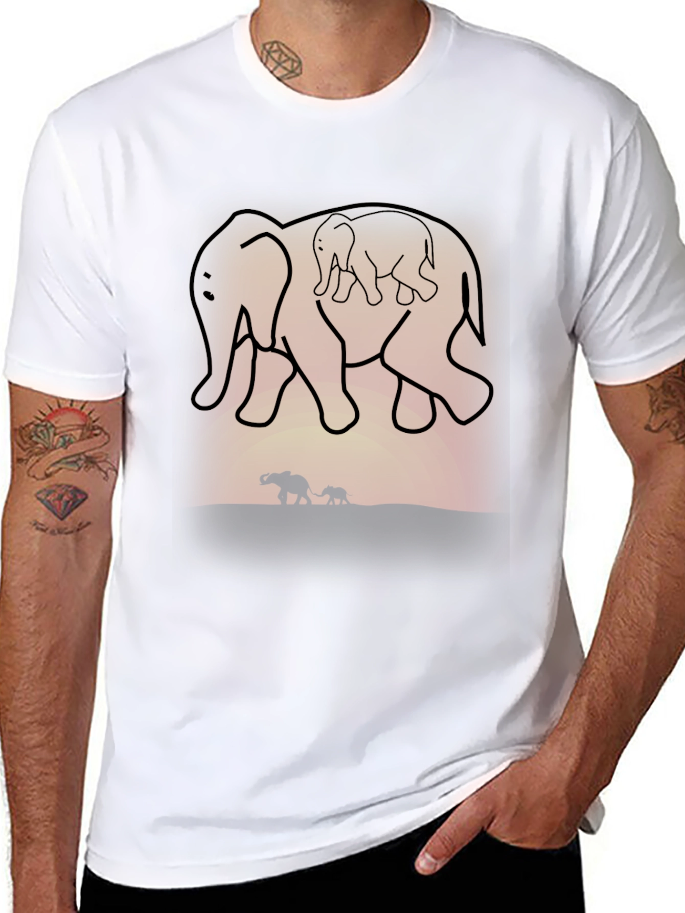 Black Elephant Family Graphic Tee view 8