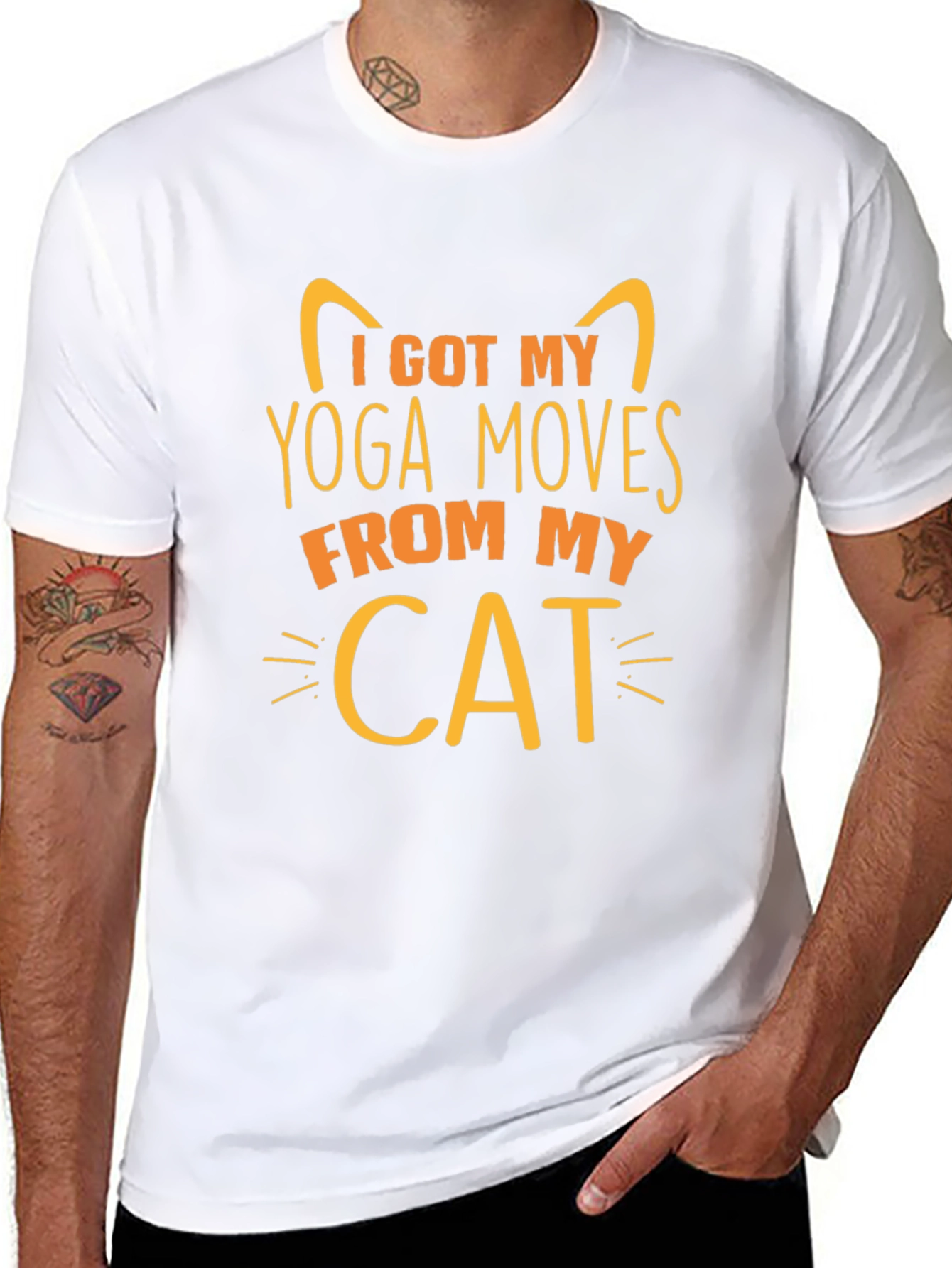 Black Yoga Cat T-Shirt - I Got My Yoga Moves From My Cat view 8
