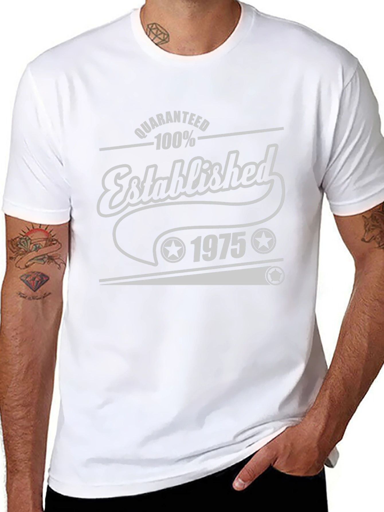 Black Established 1975 T-Shirt, Guaranteed 100% Cotton view 8