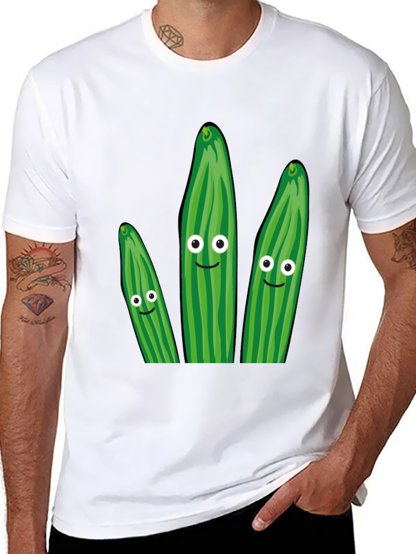 Black Funny Cucumber Graphic T-Shirt - Quirky Novelty Tee view 8