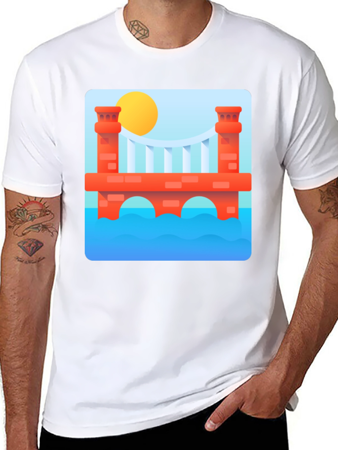 Black Abstract Bridge Graphic T-Shirt view 8