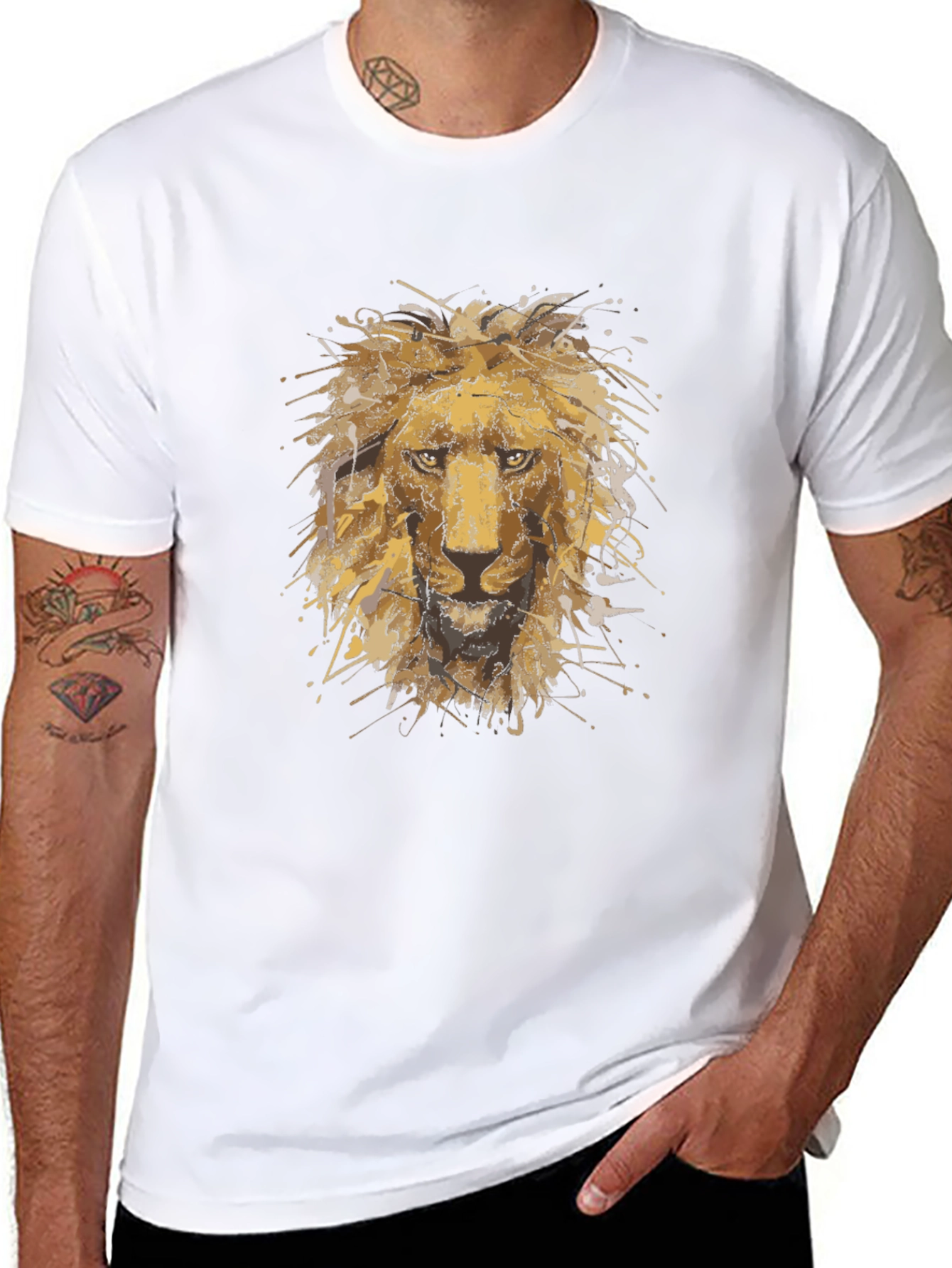 Black Lion Head Graphic T-Shirt - Bold Black Tee view 8