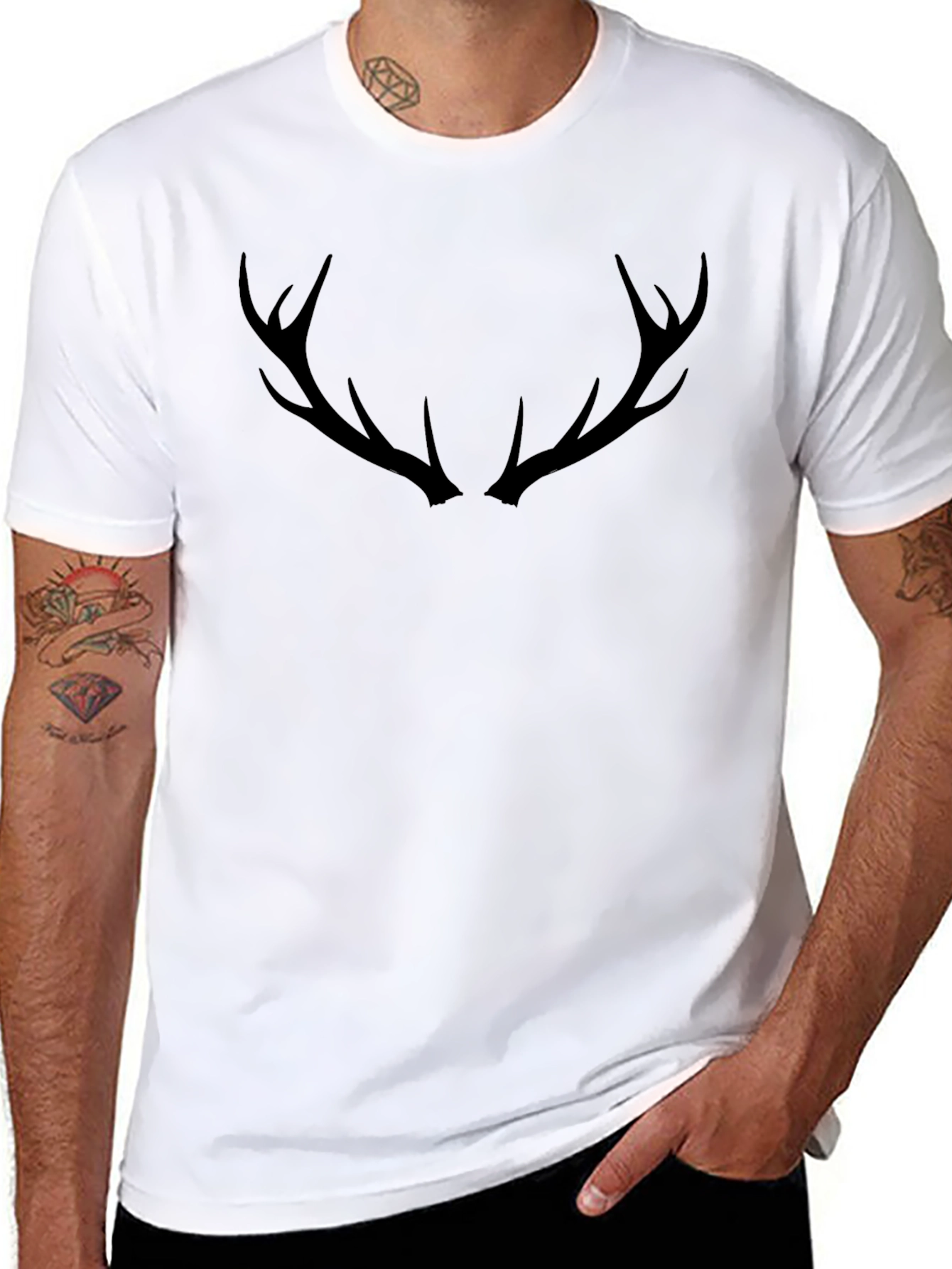 Black Antler Graphic Tee - Black Cotton Blend view 8