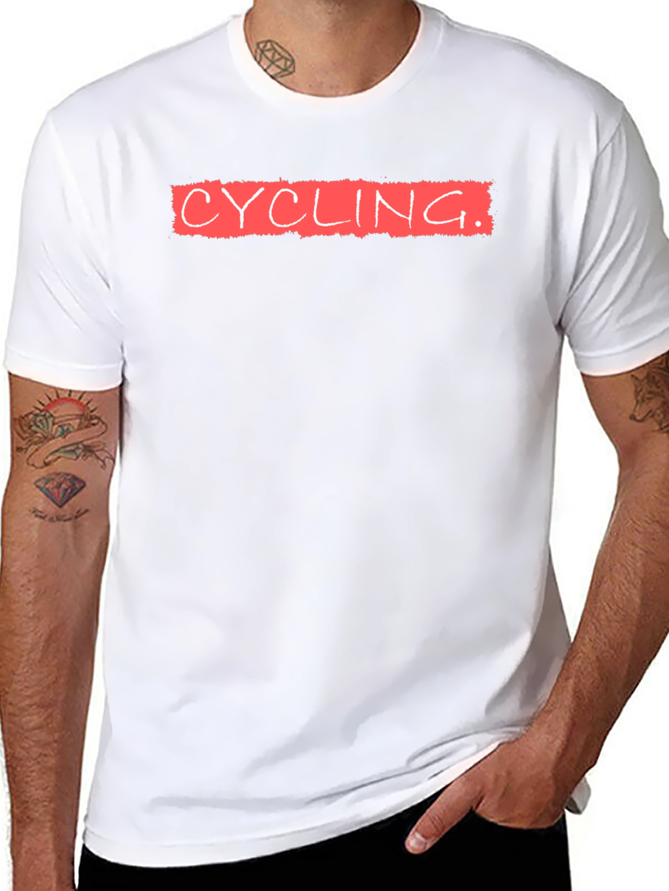 Black Cycling Tee - Red Text on Black - Unisex view 8