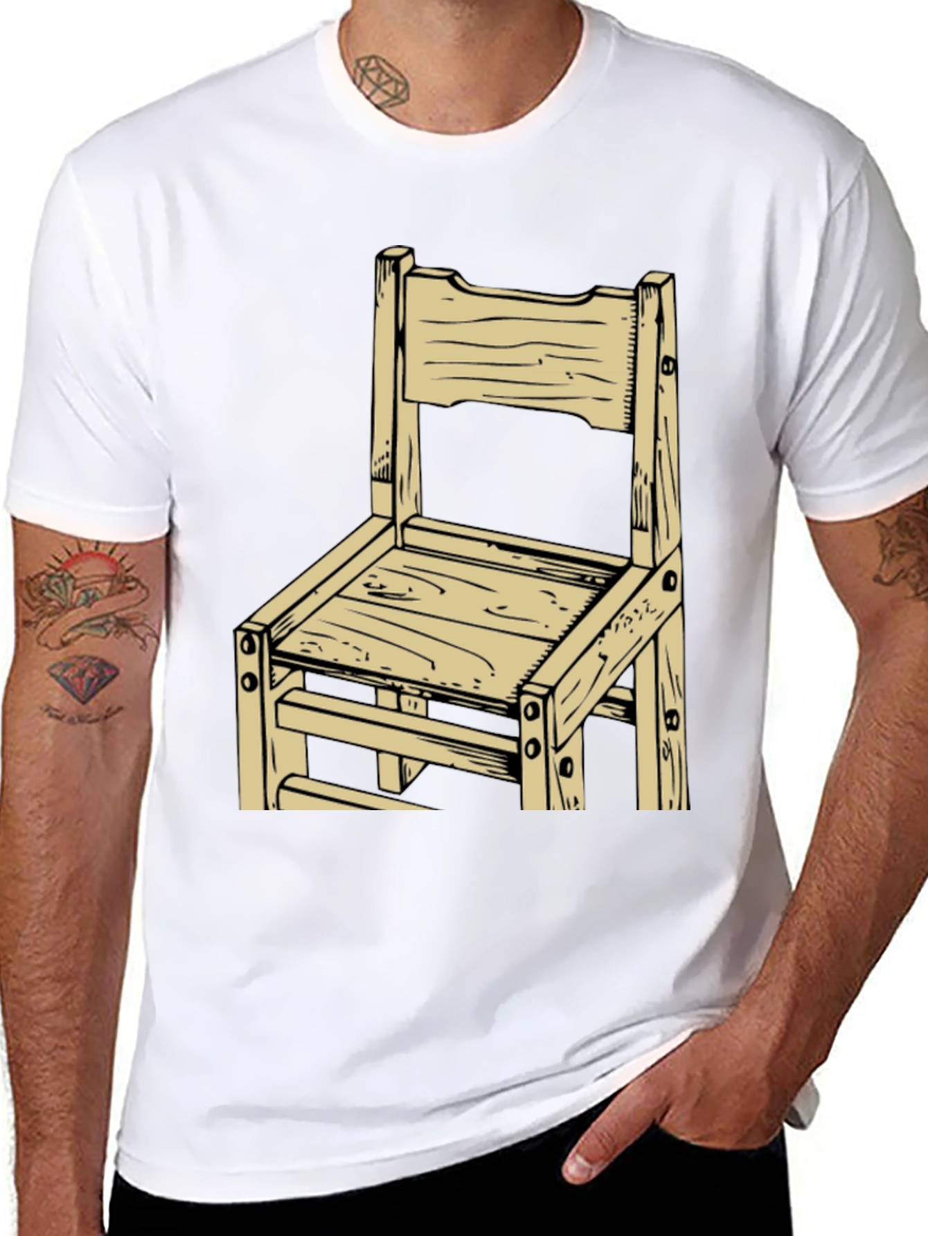 Rustic Wooden Chair Graphic Tee - Black - 8