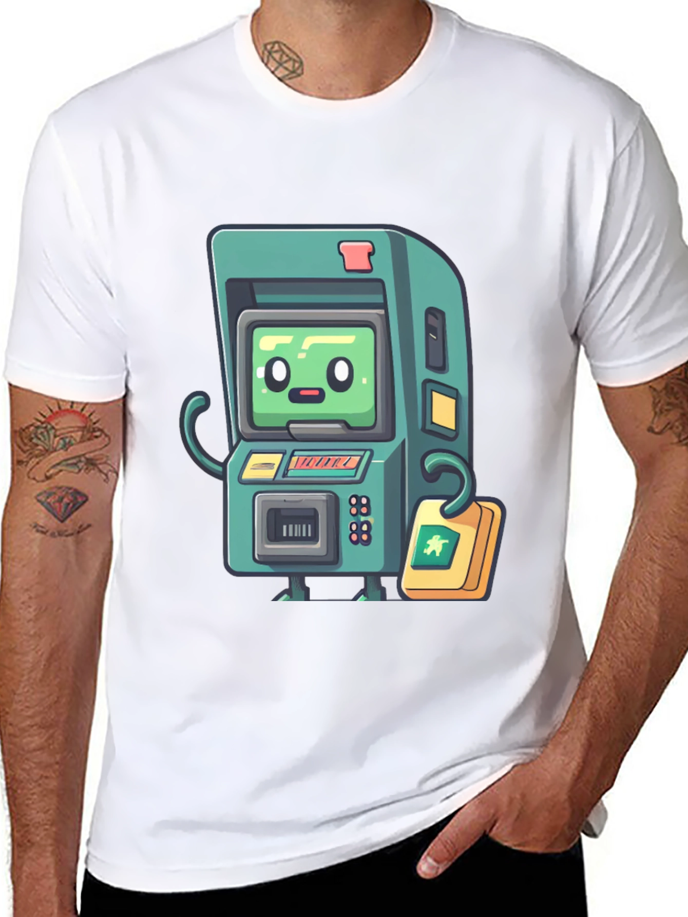 Black Retro Arcade Game T-Shirt - Black Cotton Tee view 8
