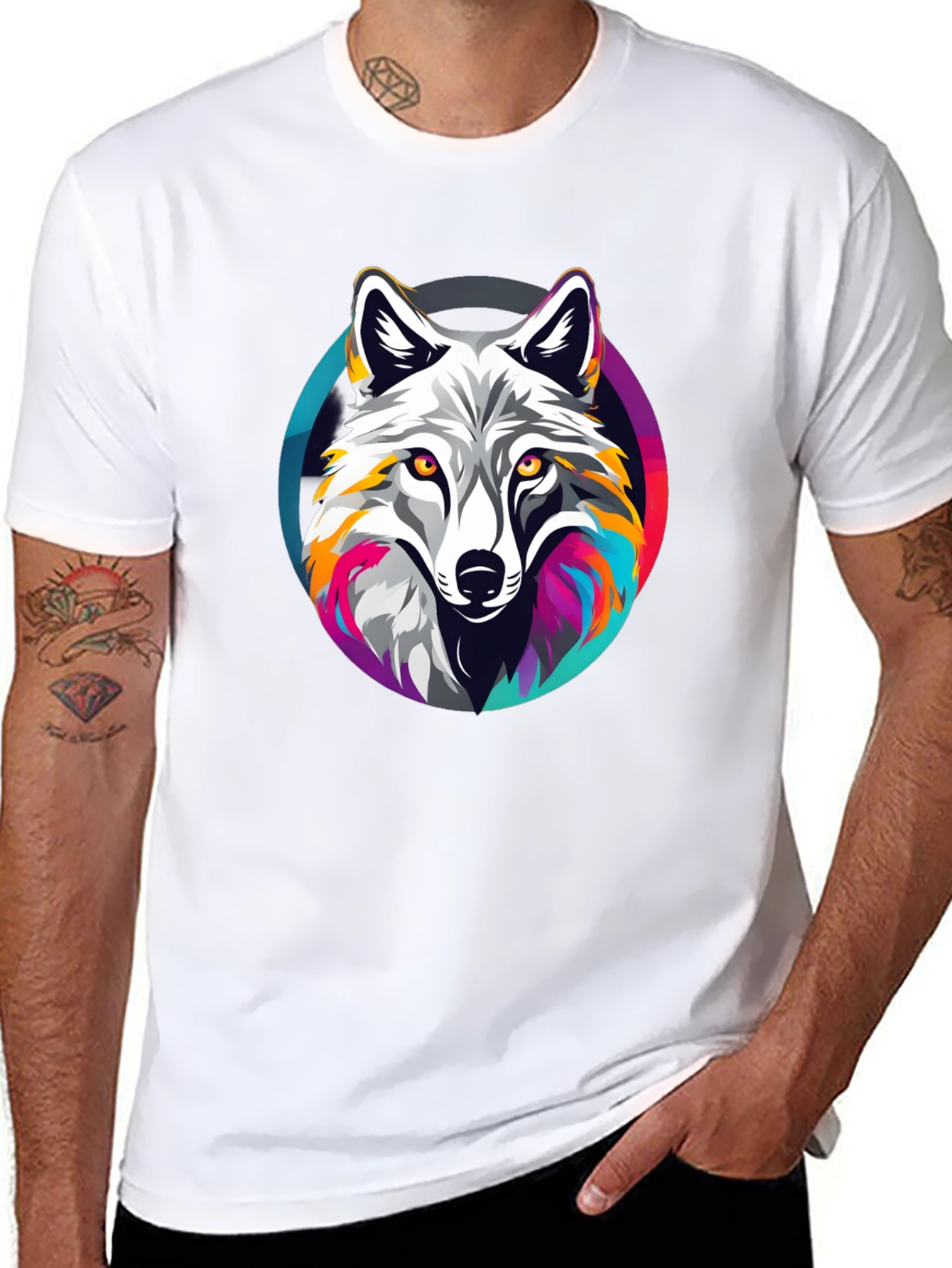 Black Wolf Graphic Tee - Stylish Men's Black T-Shirt view 8