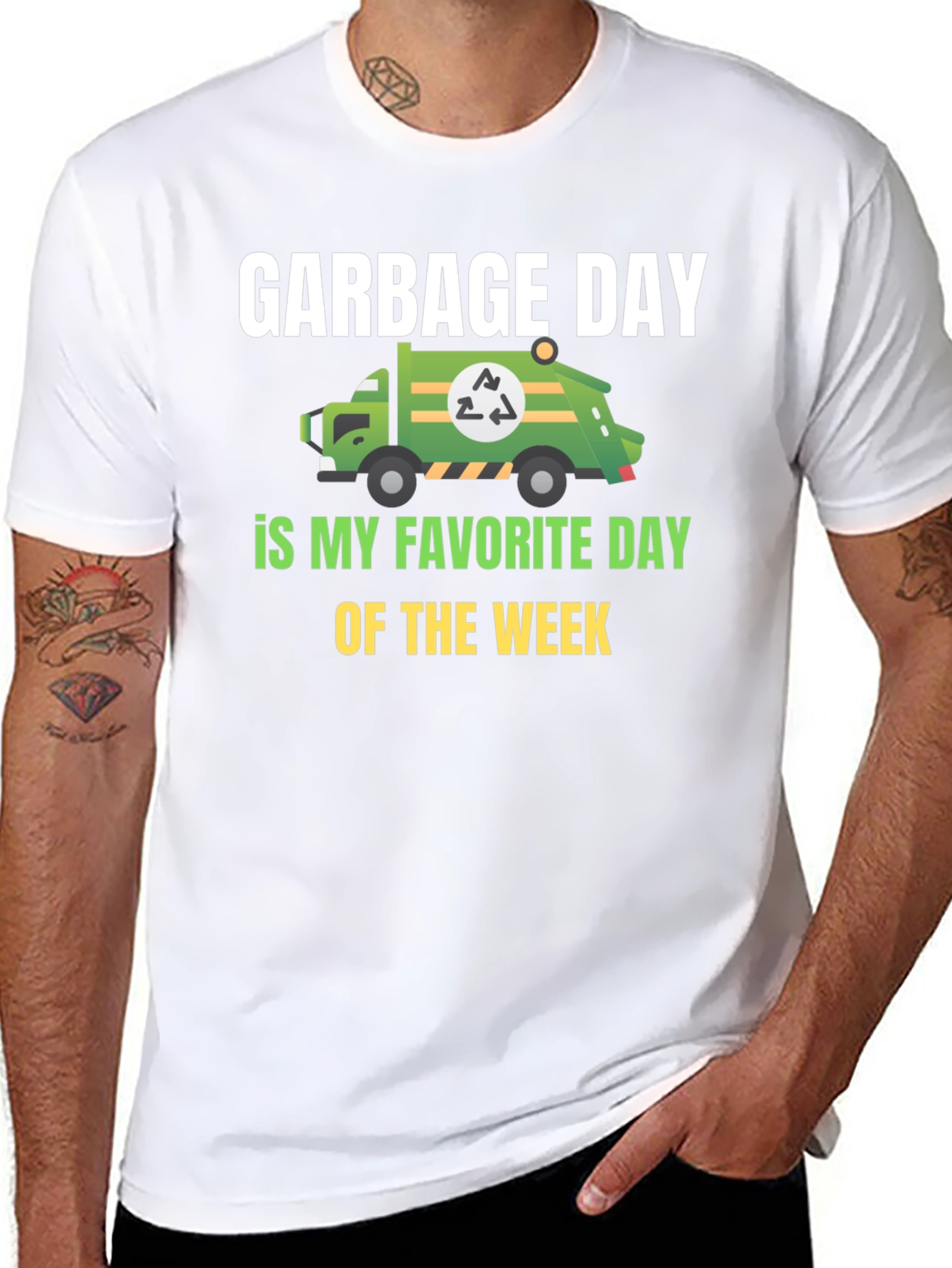 Black Garbage Day T-Shirt - Recycling Truck Tee view 8