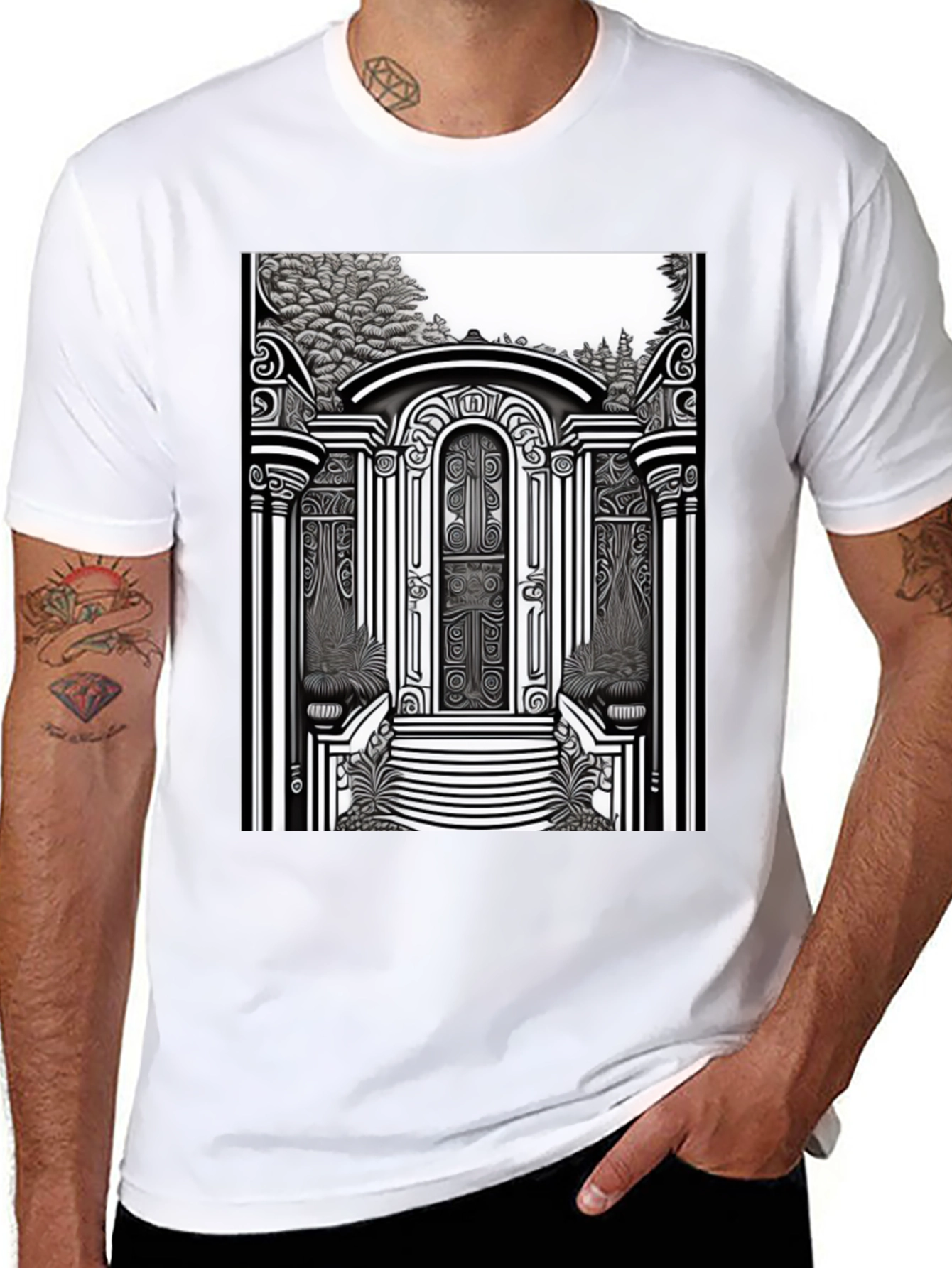Black Ornate Gateway Graphic T-Shirt view 8