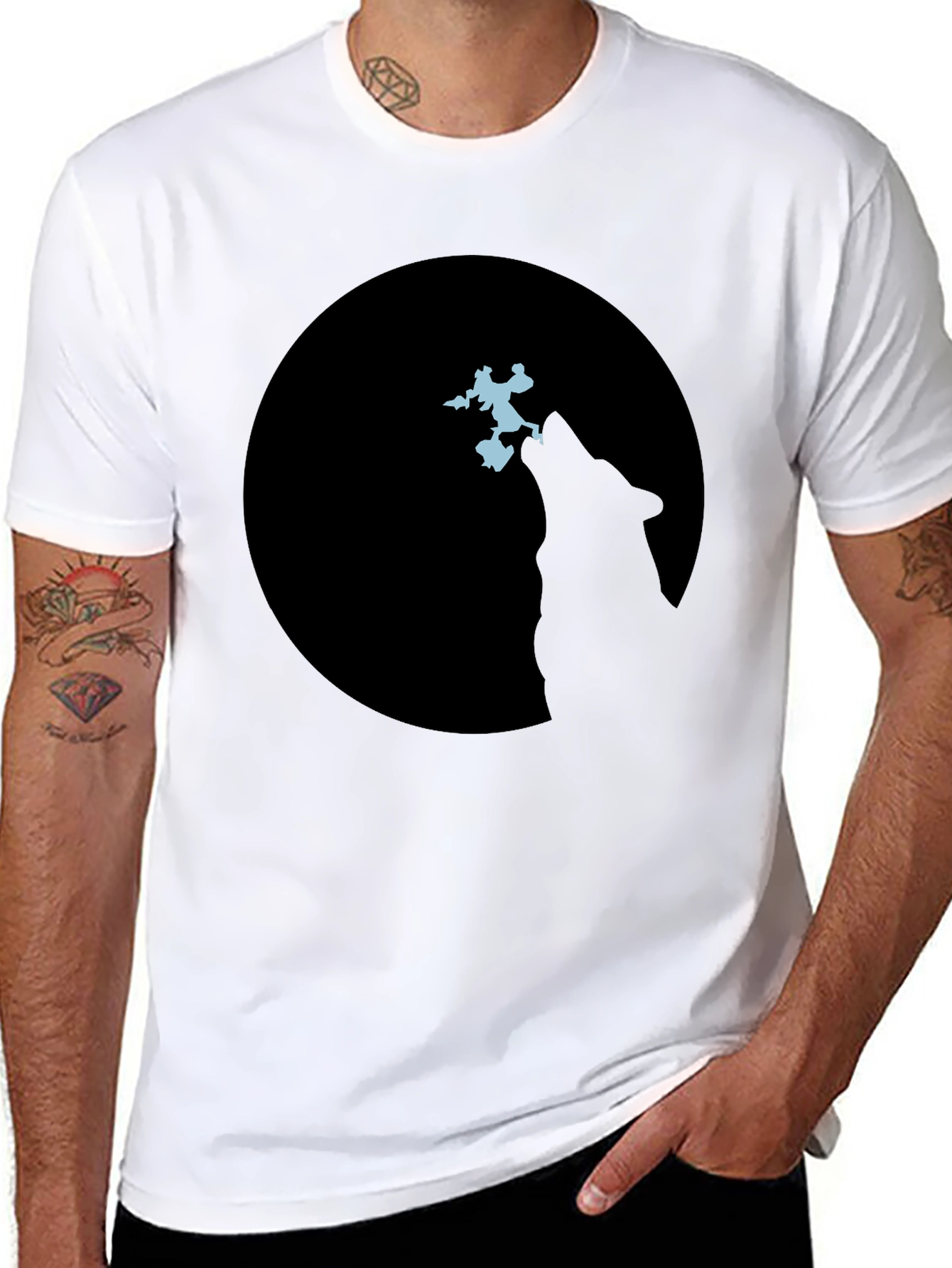 Black Wolf Moon Silhouette T-Shirt view 8