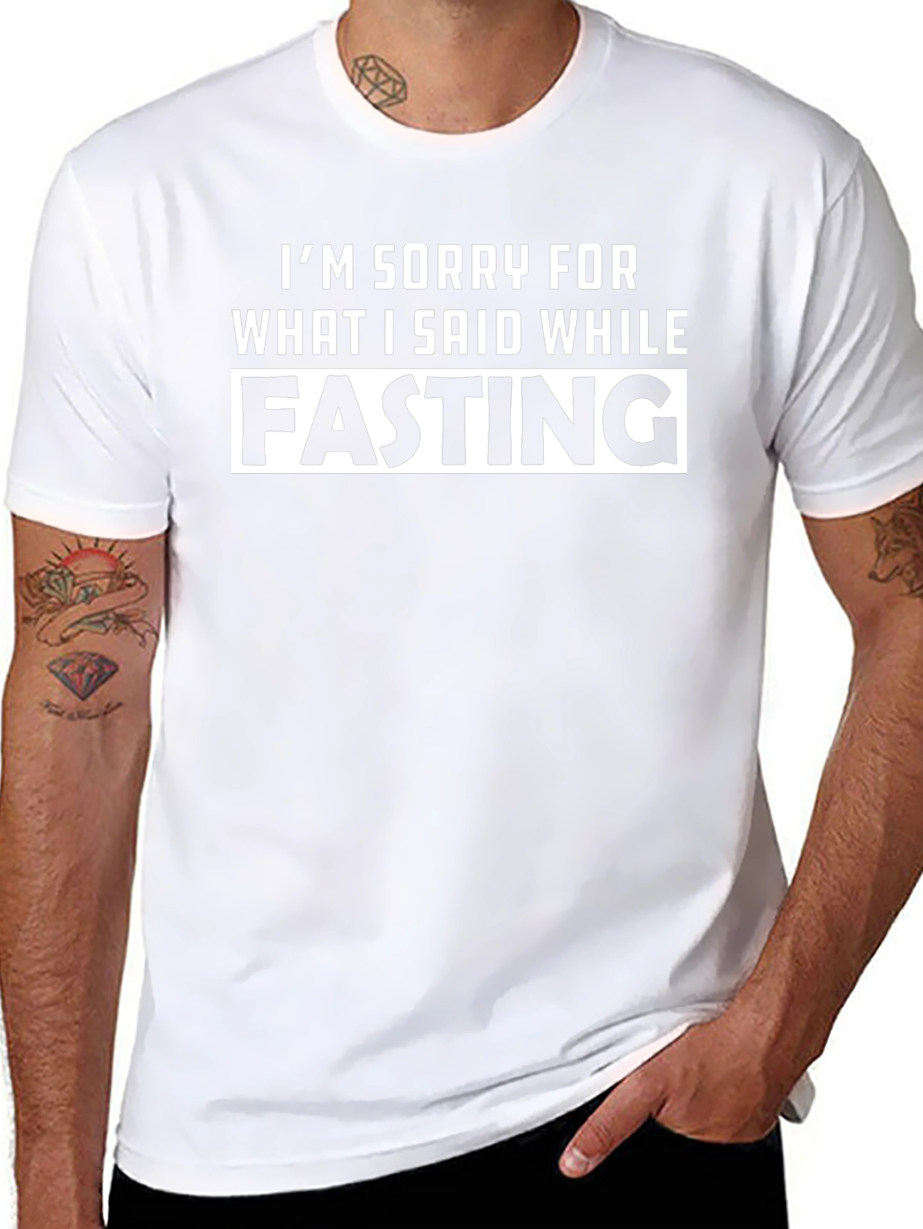 Black I'm Sorry For What I Said While Fasting T-Shirt view 8