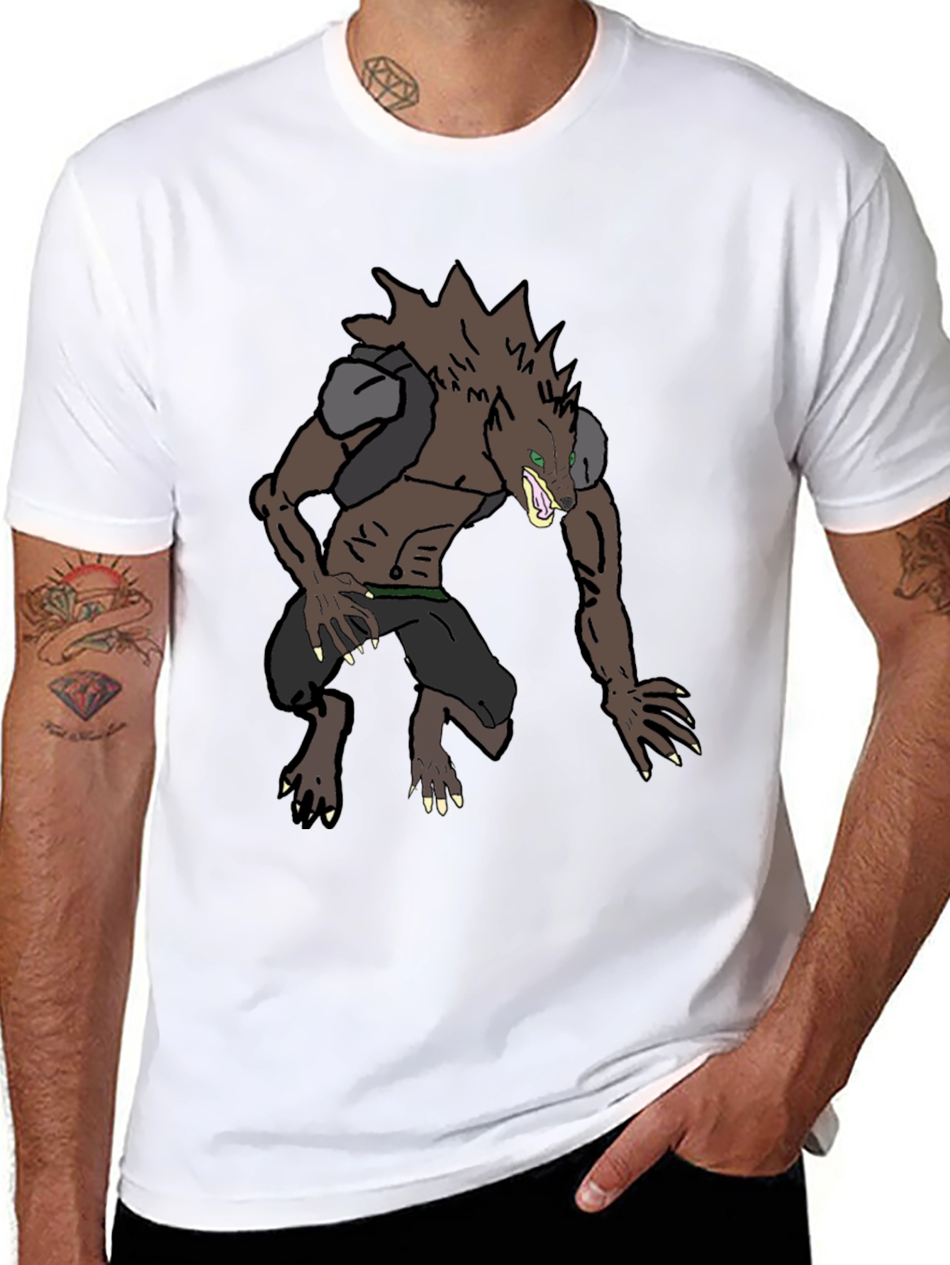 Black Werewolf Graphic Tee - Black Cotton Blend Shirt view 8