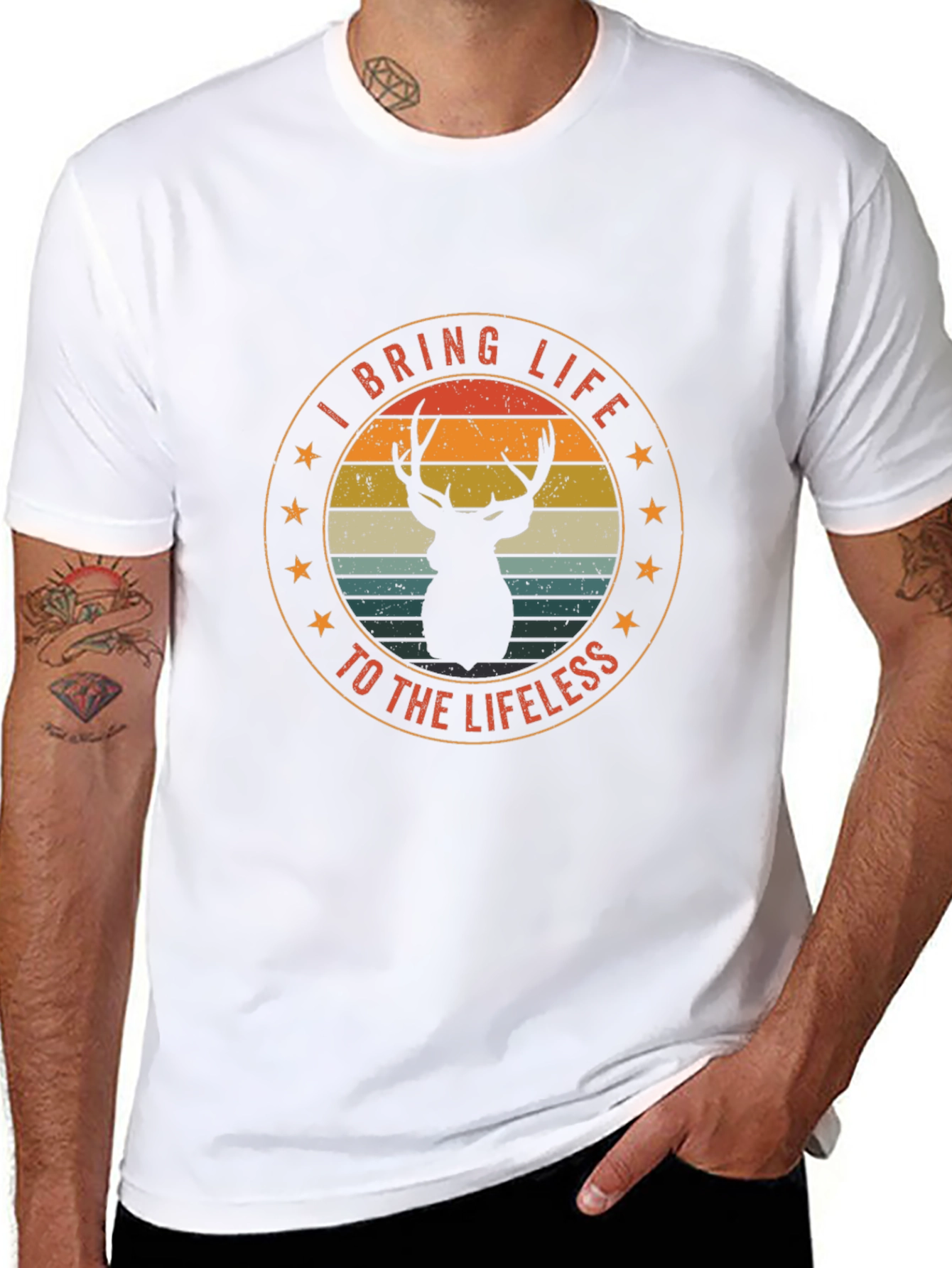 Black I Bring Life to the Lifeless Deer Graphic T-Shirt view 8