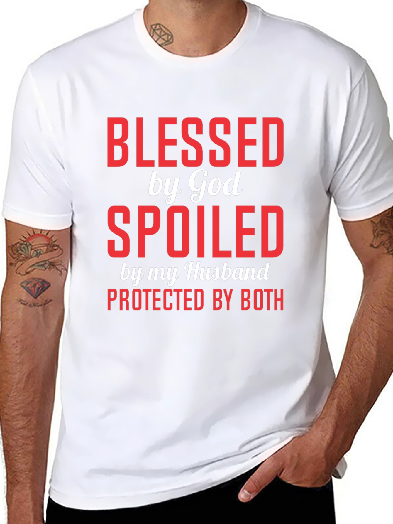 Black Blessed Spoiled Protected Graphic Tee view 8