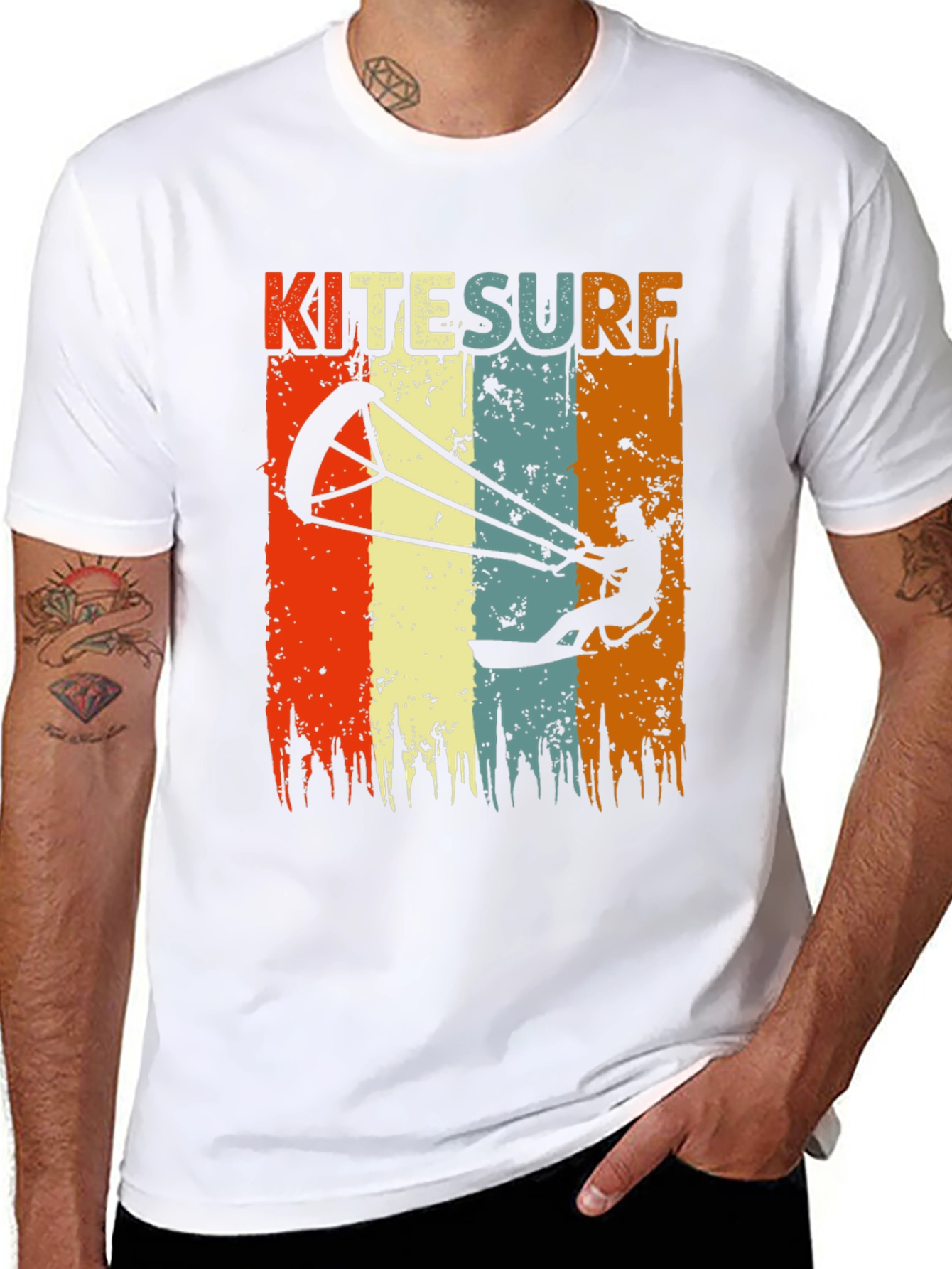 Black Kitesurf Retro Graphic T-Shirt | Vintage Style Surfing Tee view 8