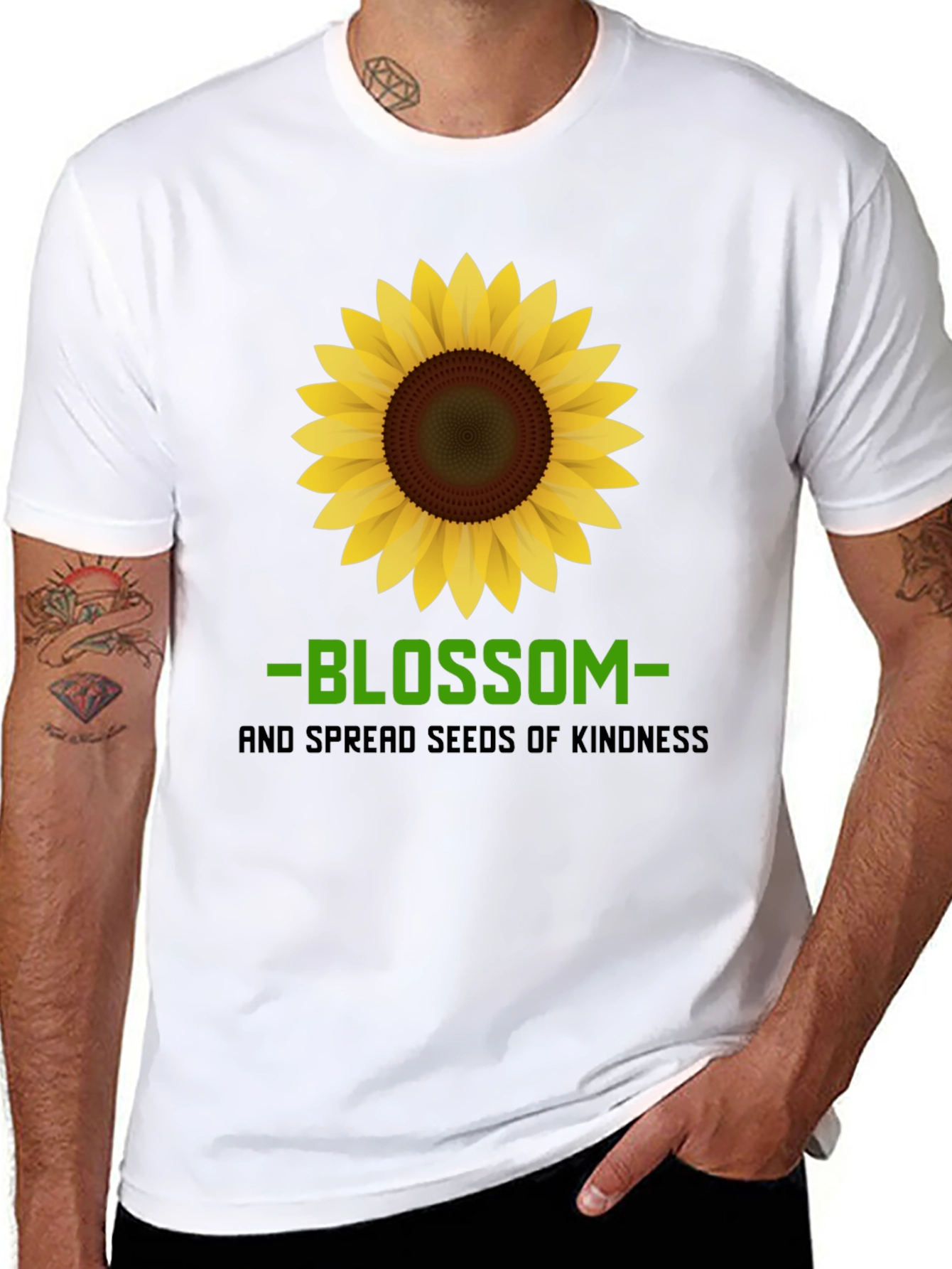 Black Blossom Kindness Graphic Tee - Black Cotton Comfort view 8