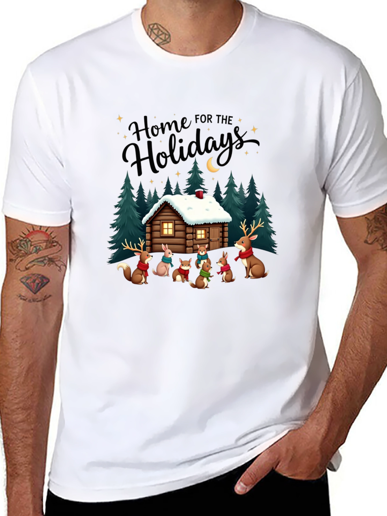 Black Home for the Holidays Cabin Crew T-Shirt view 8