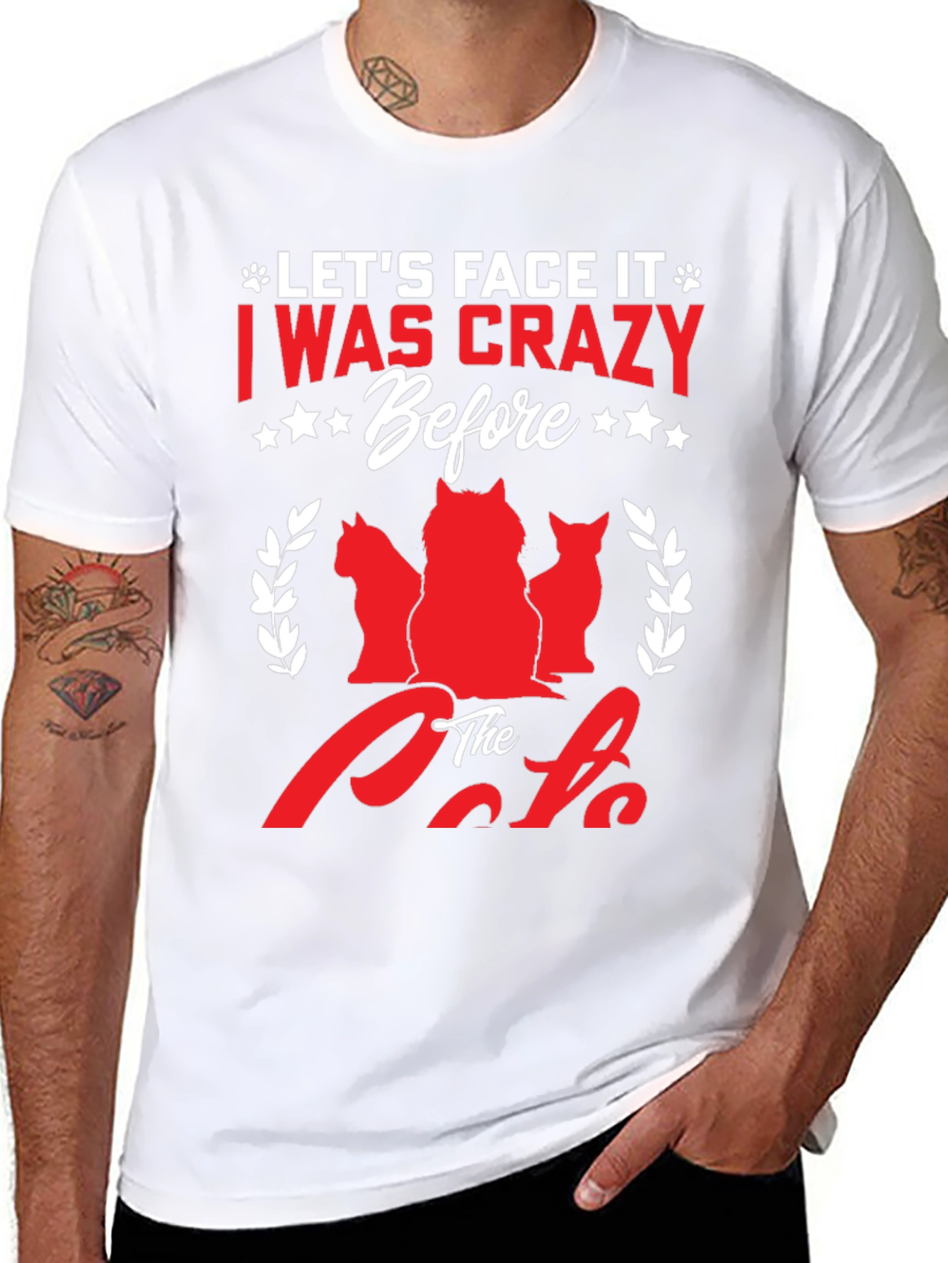 Black Crazy Before Cats T-Shirt | Funny Cat Lover Tee view 8