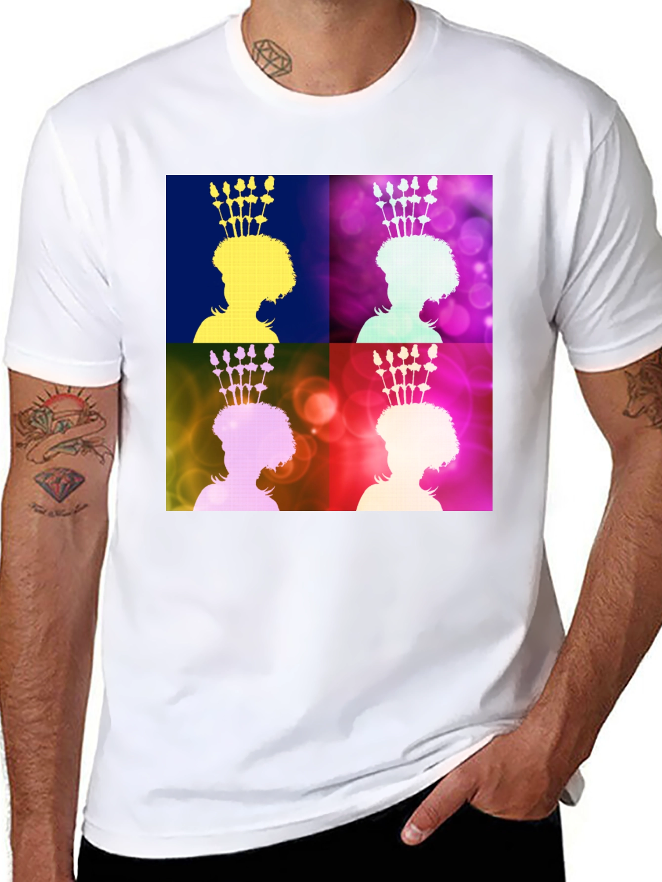 Black Pop Art Queen Graphic Tee - Stylish Unisex Black T-Shirt view 8