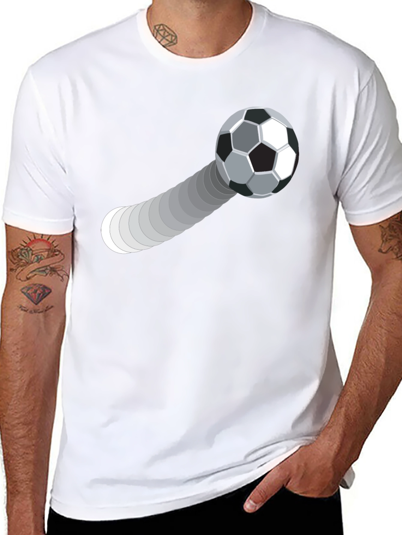 Black Soccer Ball Trajectory Graphic Tee - Black Cotton T-Shirt view 8