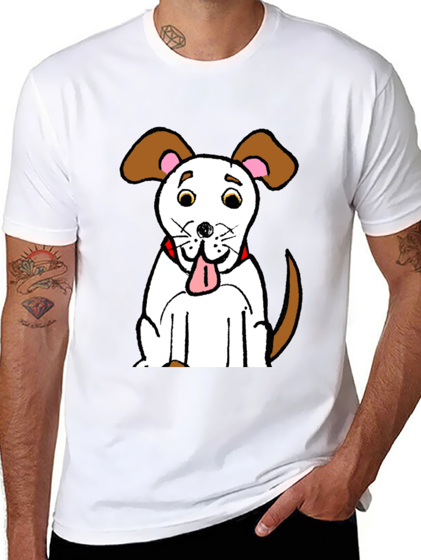 Black Cartoon Dog Graphic T-Shirt view 8
