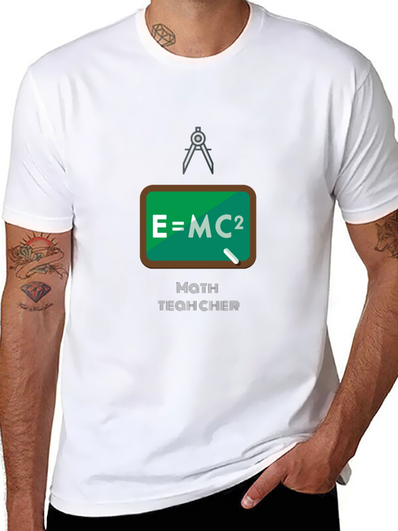 Black Math Teacher T-Shirt - E=MC2 Design view 8