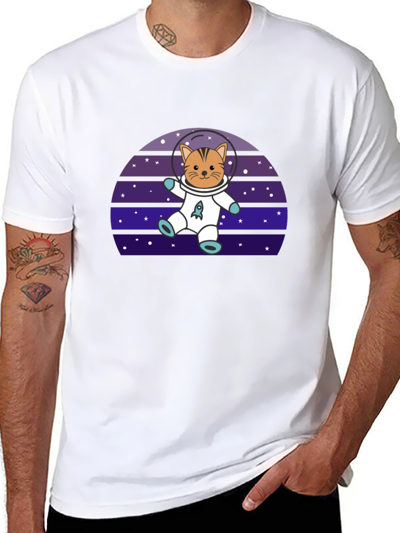 Black Astronaut Cat T-Shirt - Space Kitten Tee view 8