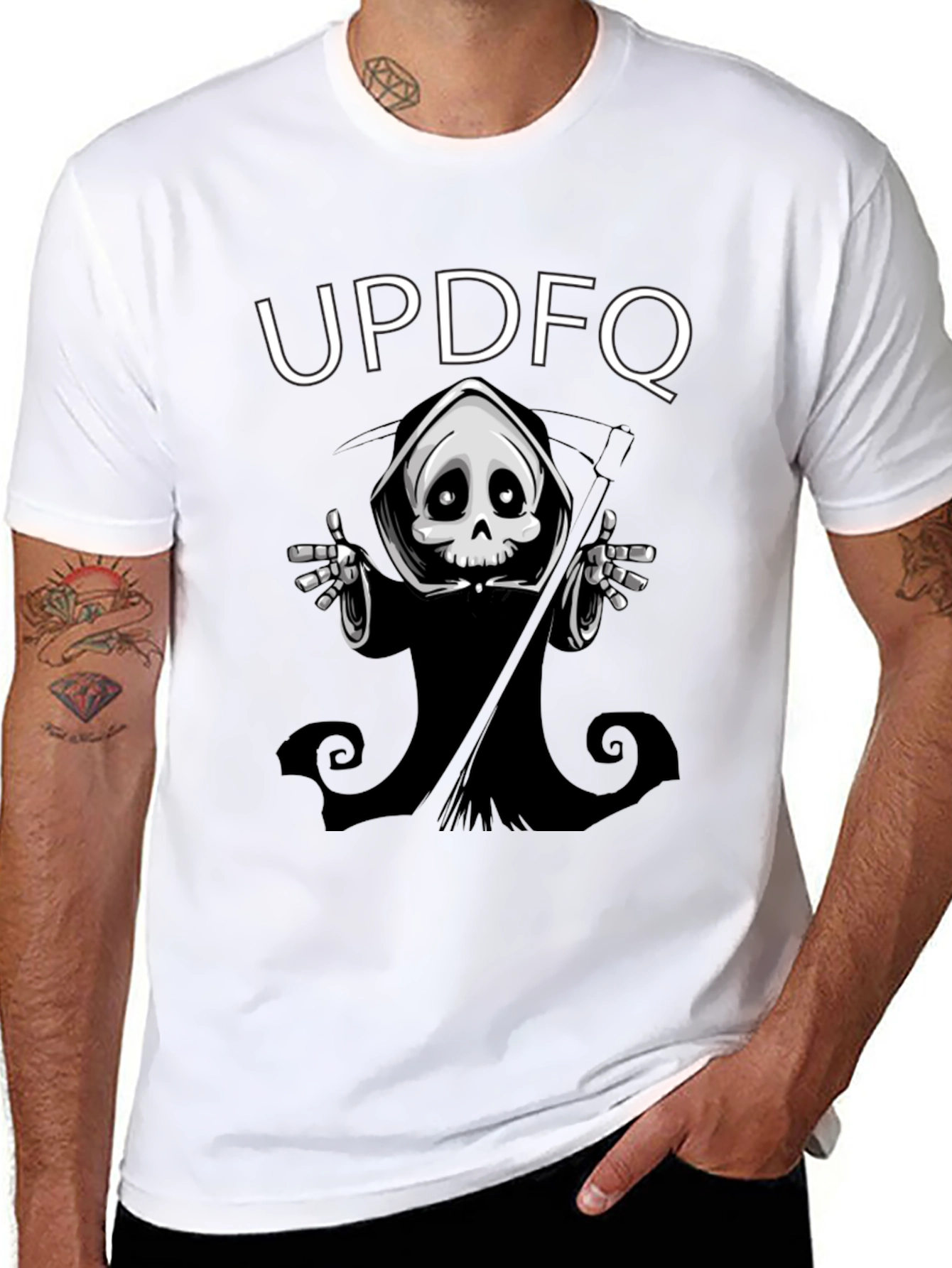 Black UPD FQ Grim Reaper Black Graphic T-Shirt view 8