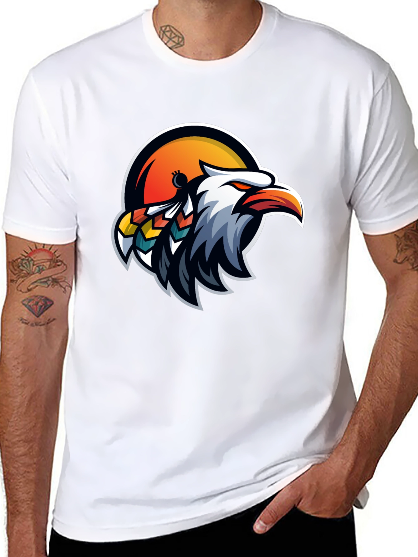 Black Eagle Head Graphic Tee - Cool Bird Design view 8