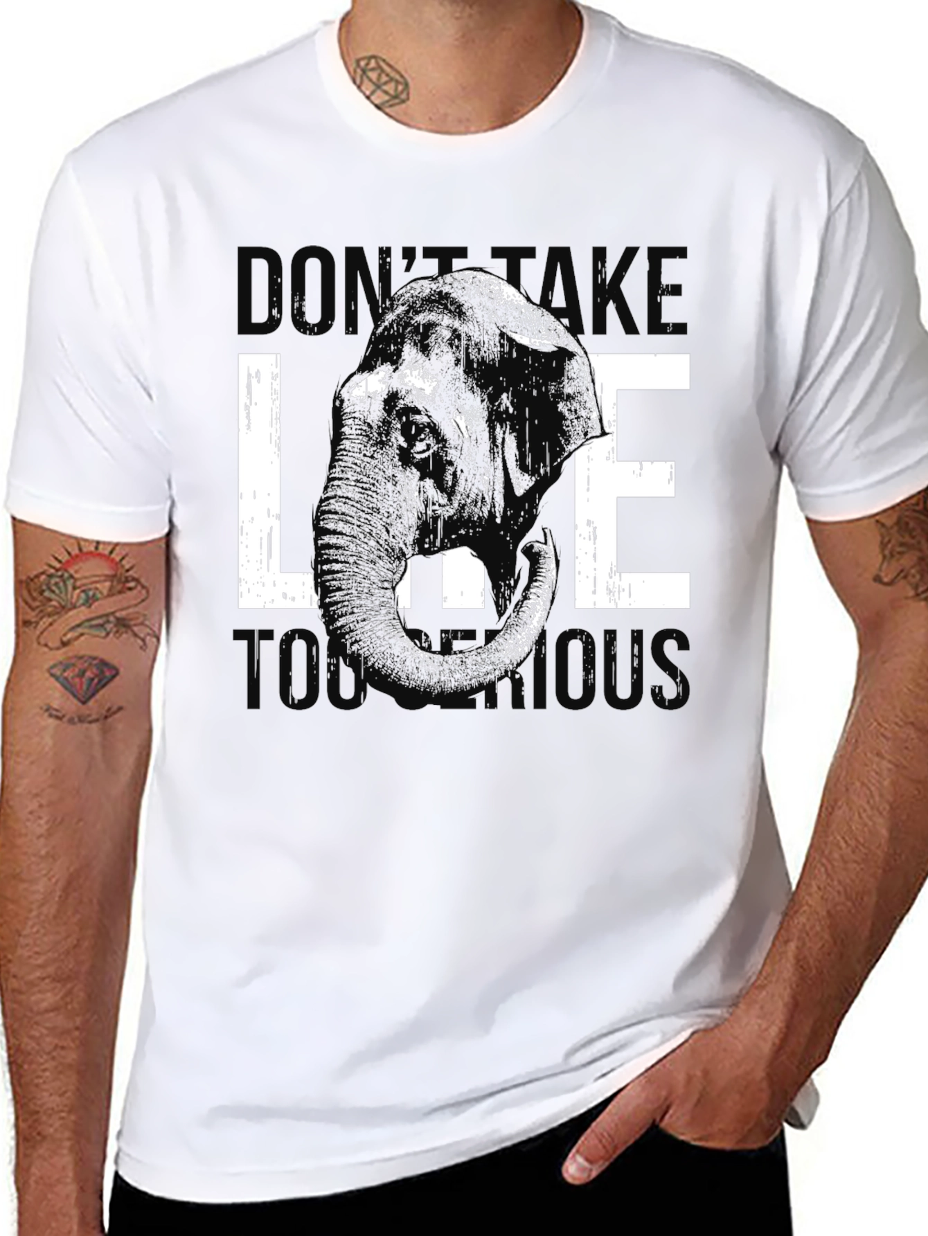Black Elephant Graphic Tee - Don't Take Life Too Serious view 8