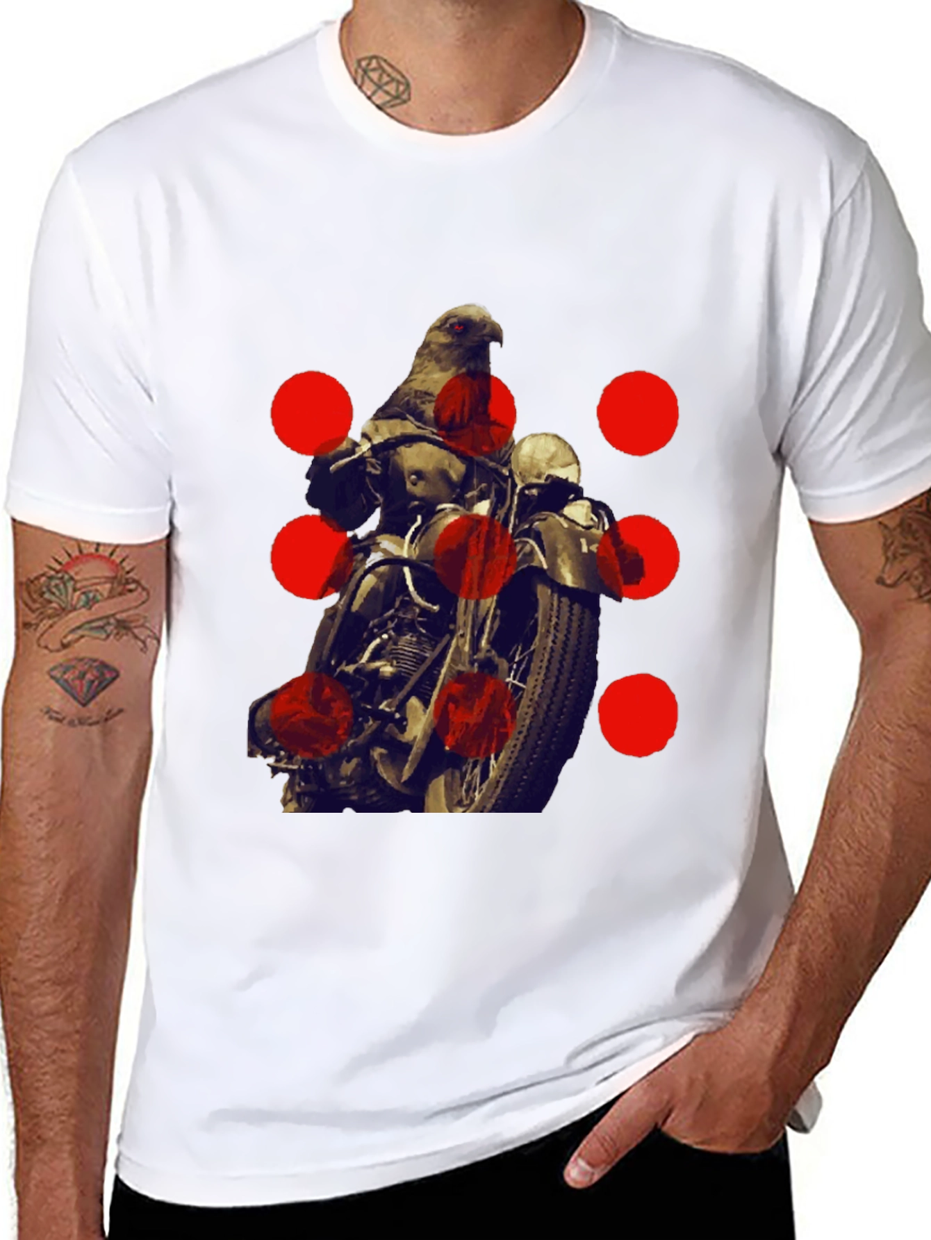 Black Motorcycle Eagle Graphic Tee view 8
