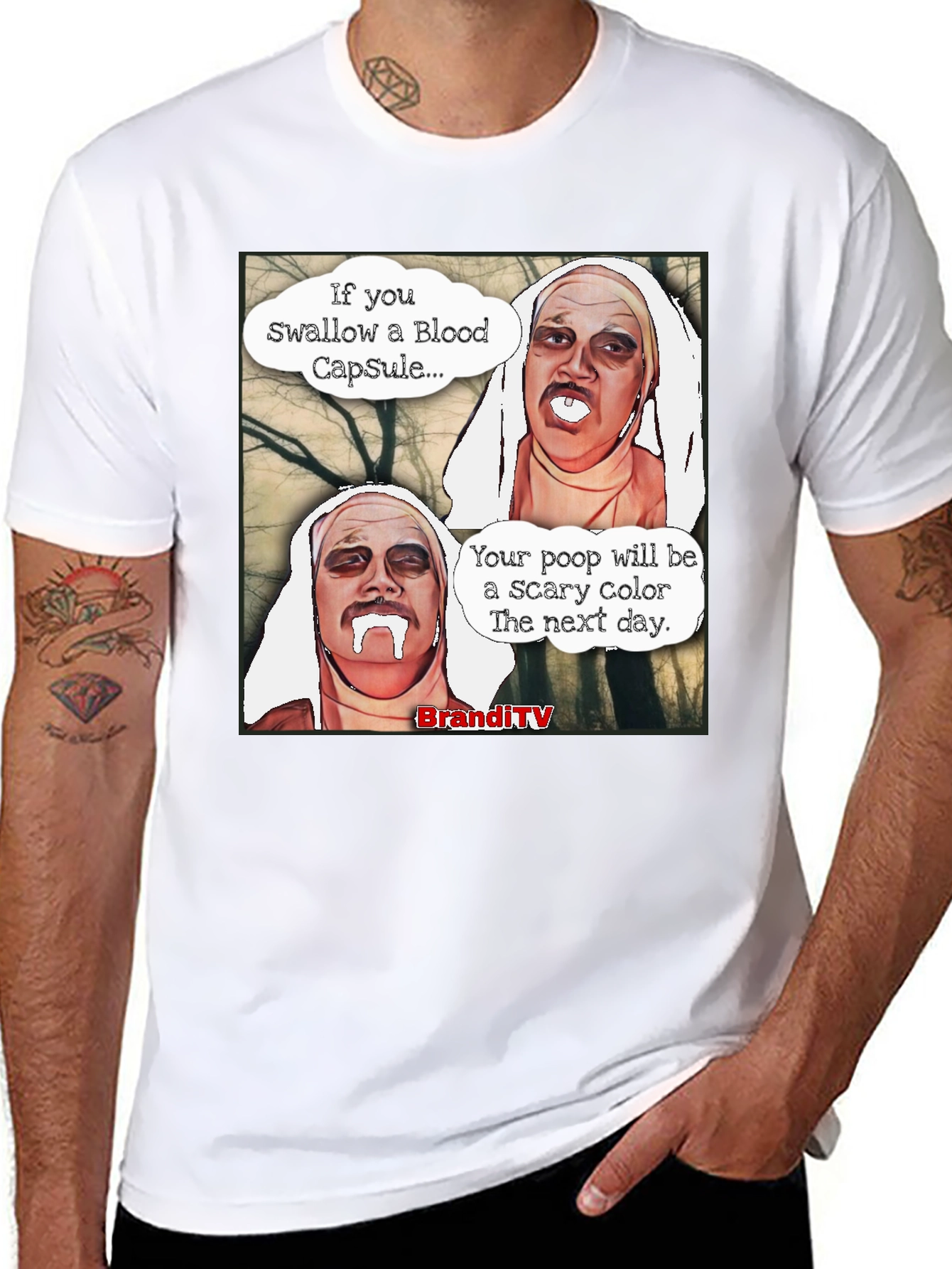 Black Scary Color Poop Men's Black T-Shirt view 8