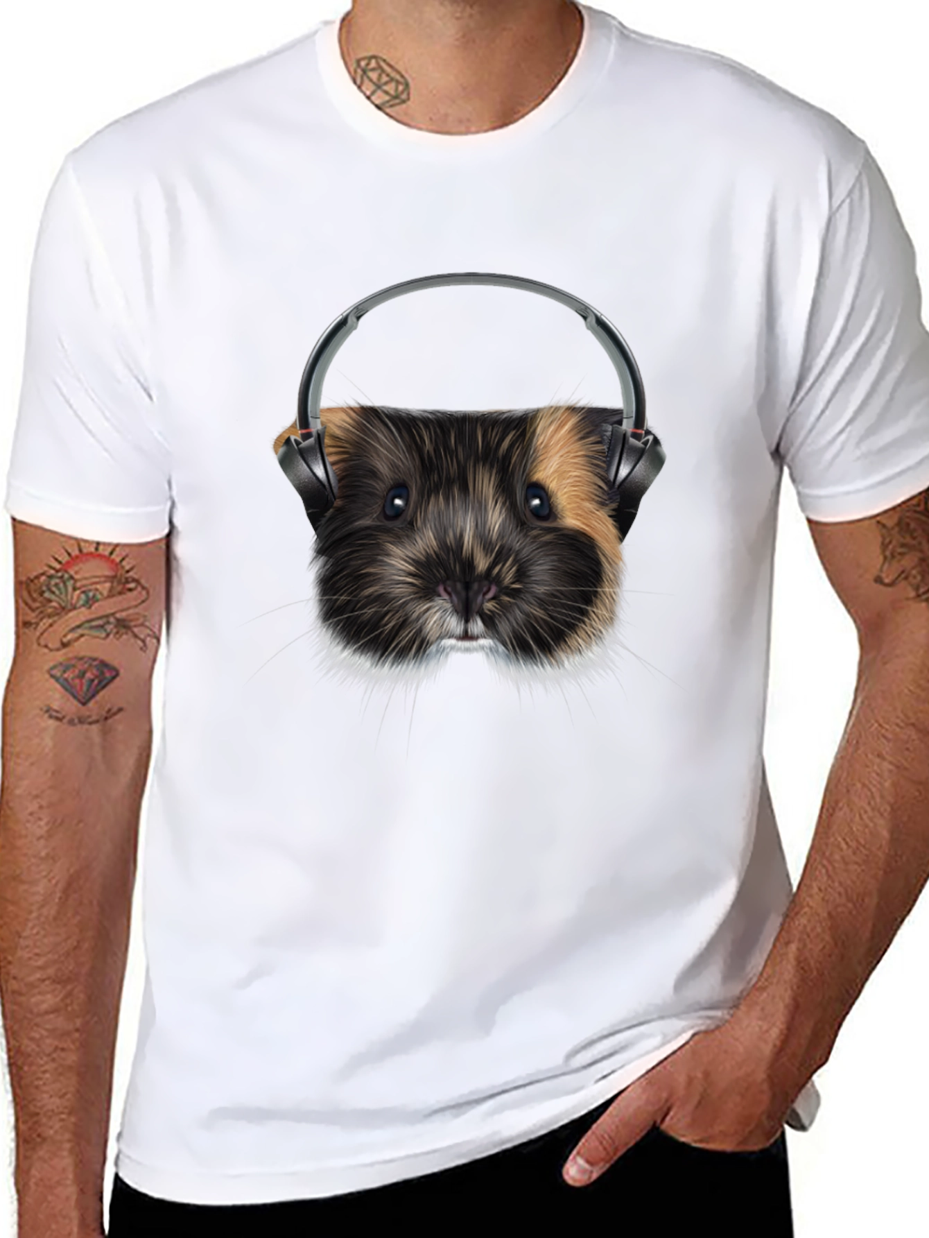 Black Guinea Pig DJ Graphic T-Shirt view 8