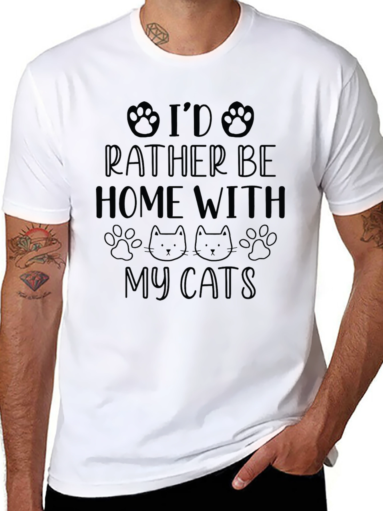 Black Home with Cats Graphic Tee view 8
